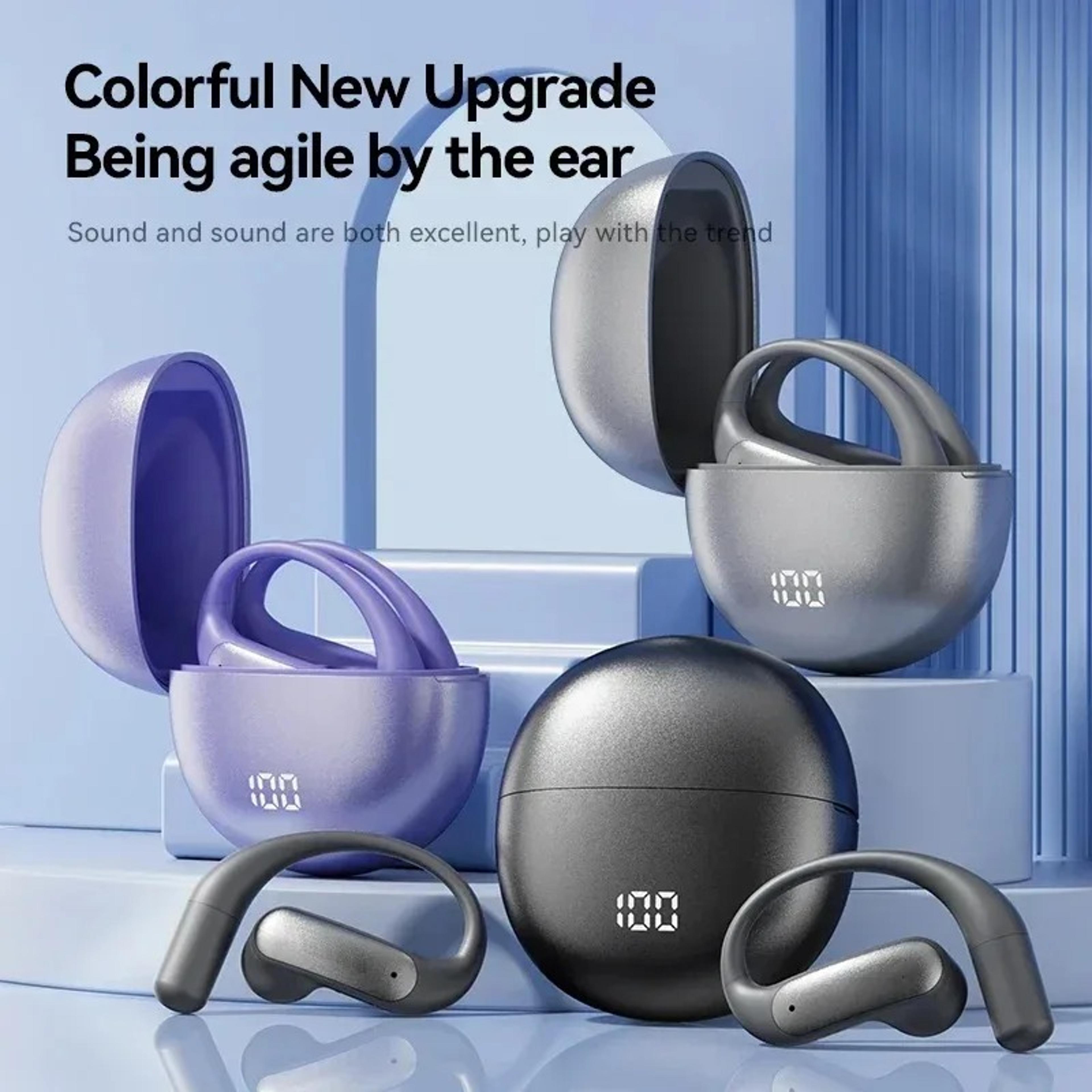 open ear wireless earbuds bluetooth sports headset lightweight smart voice earphones