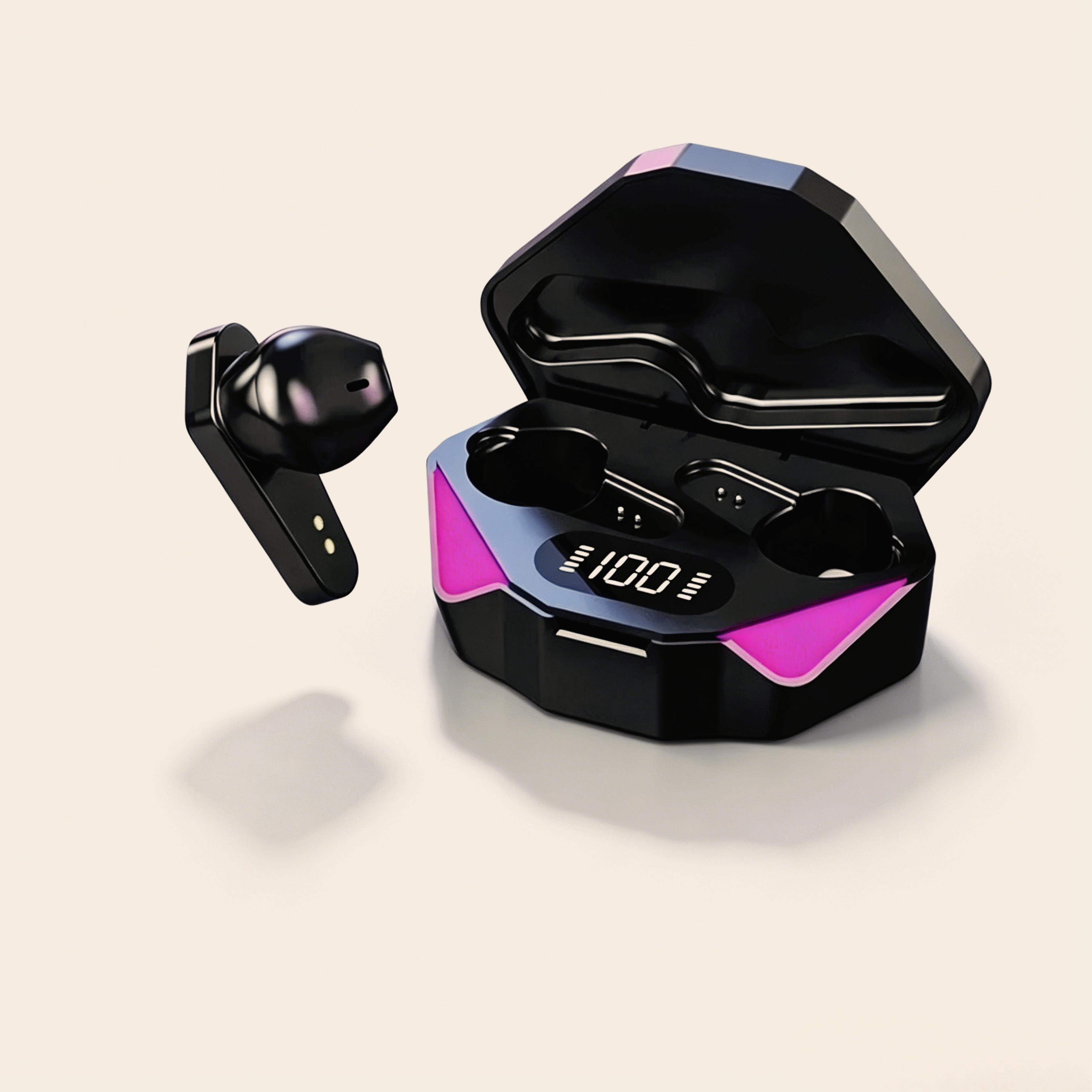 bluetooth tws gaming earphones low latency wireless headphones with mic and led lights