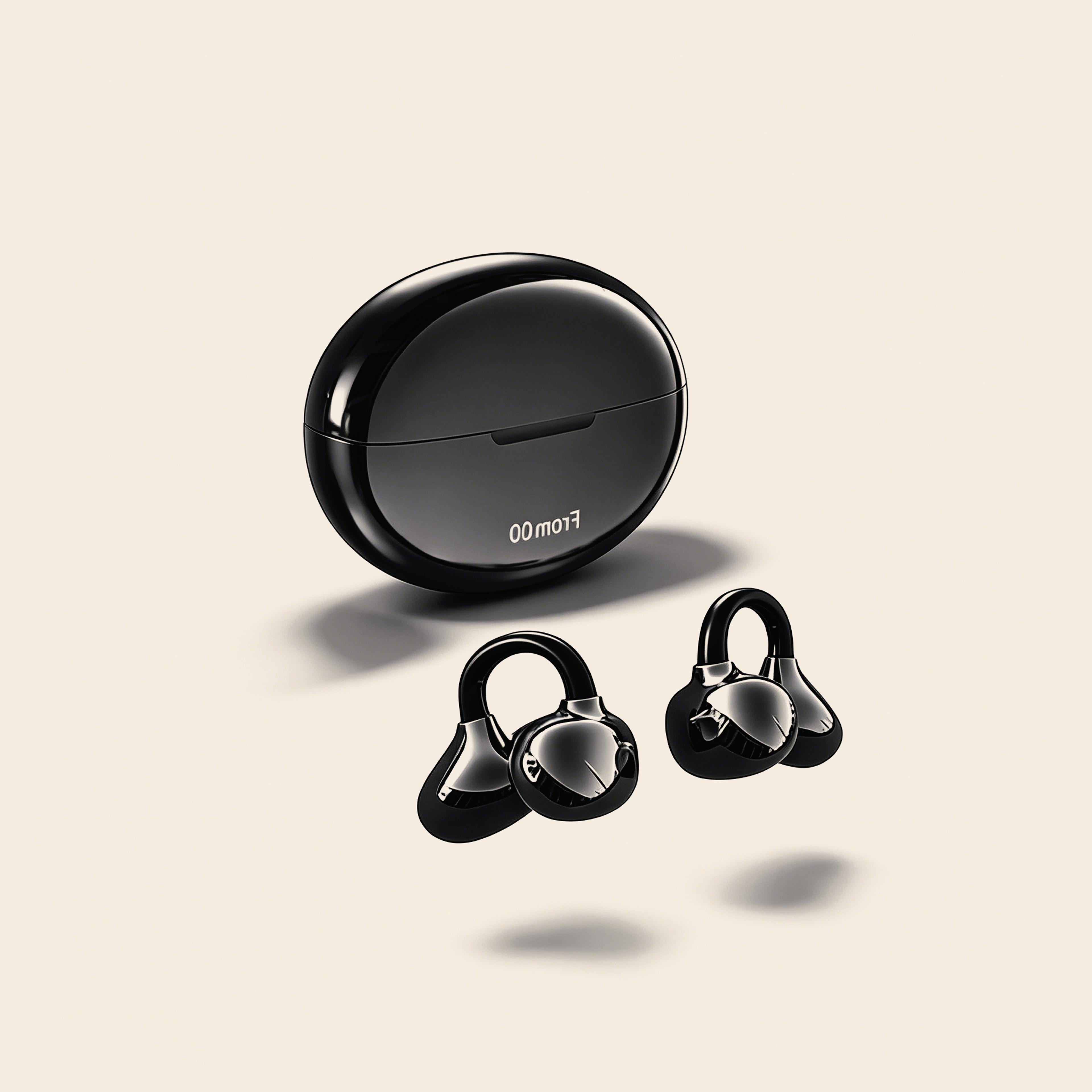 bluetooth clip on earbuds with transparent display and long battery life
