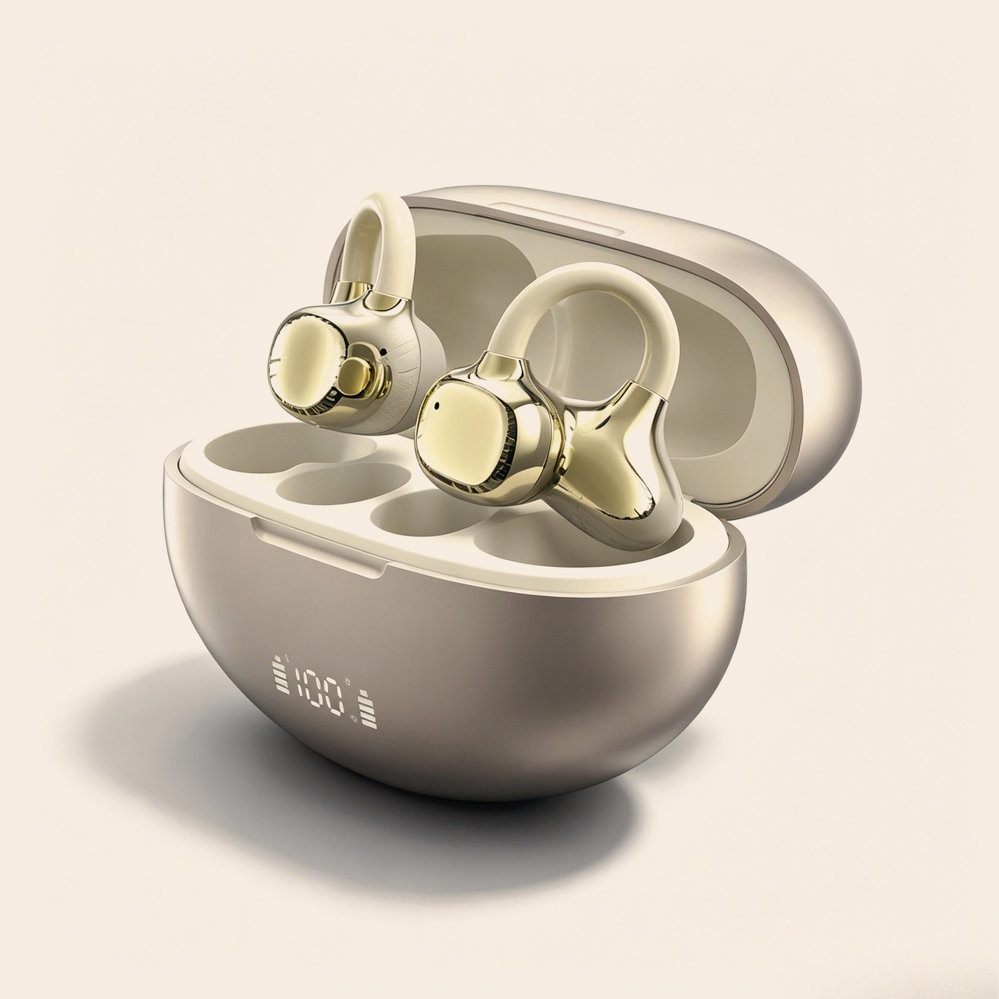 ultra comfortable ear clip wireless bluetooth earphones with long battery life and hands free mic