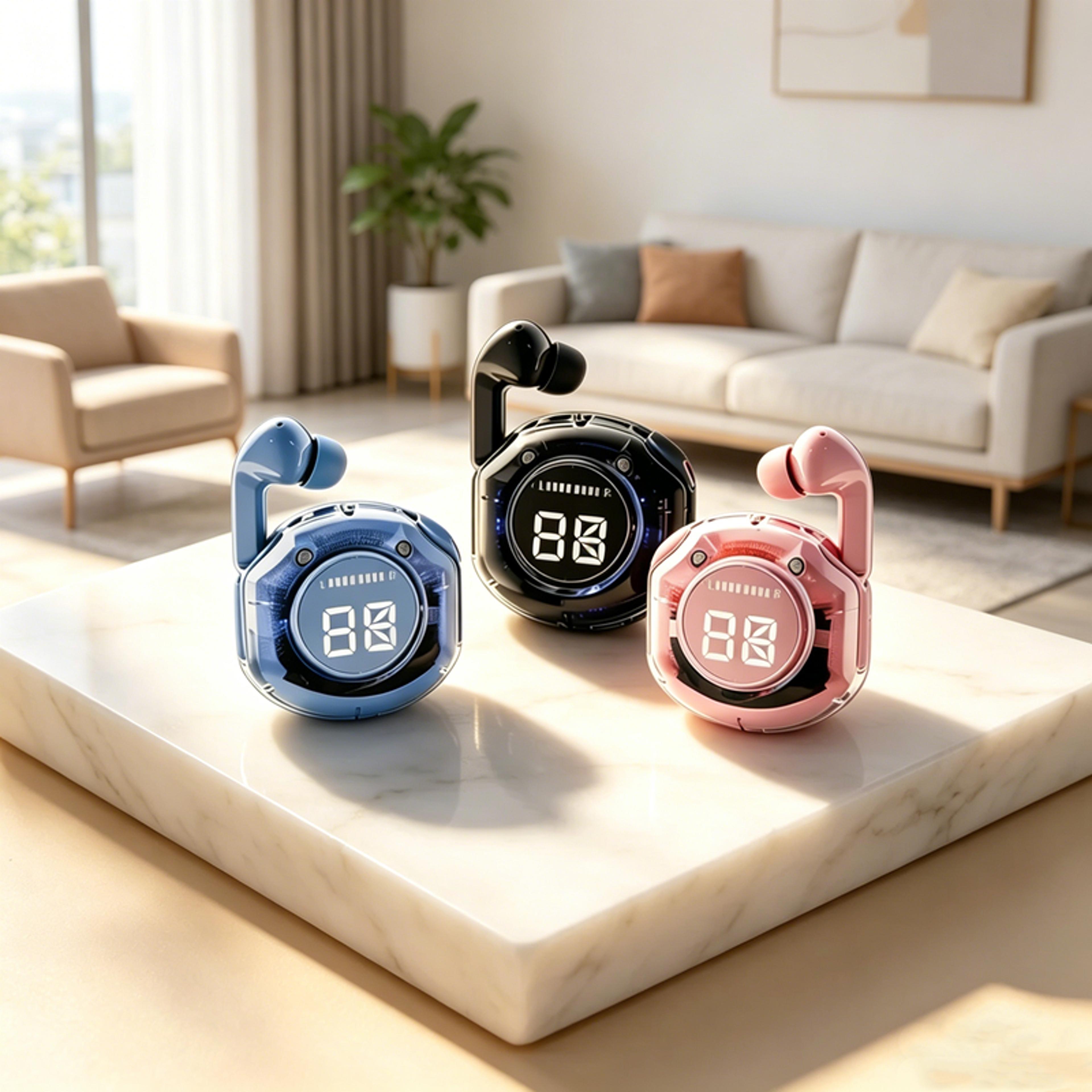 wireless bluetooth headphones with led display and long battery life