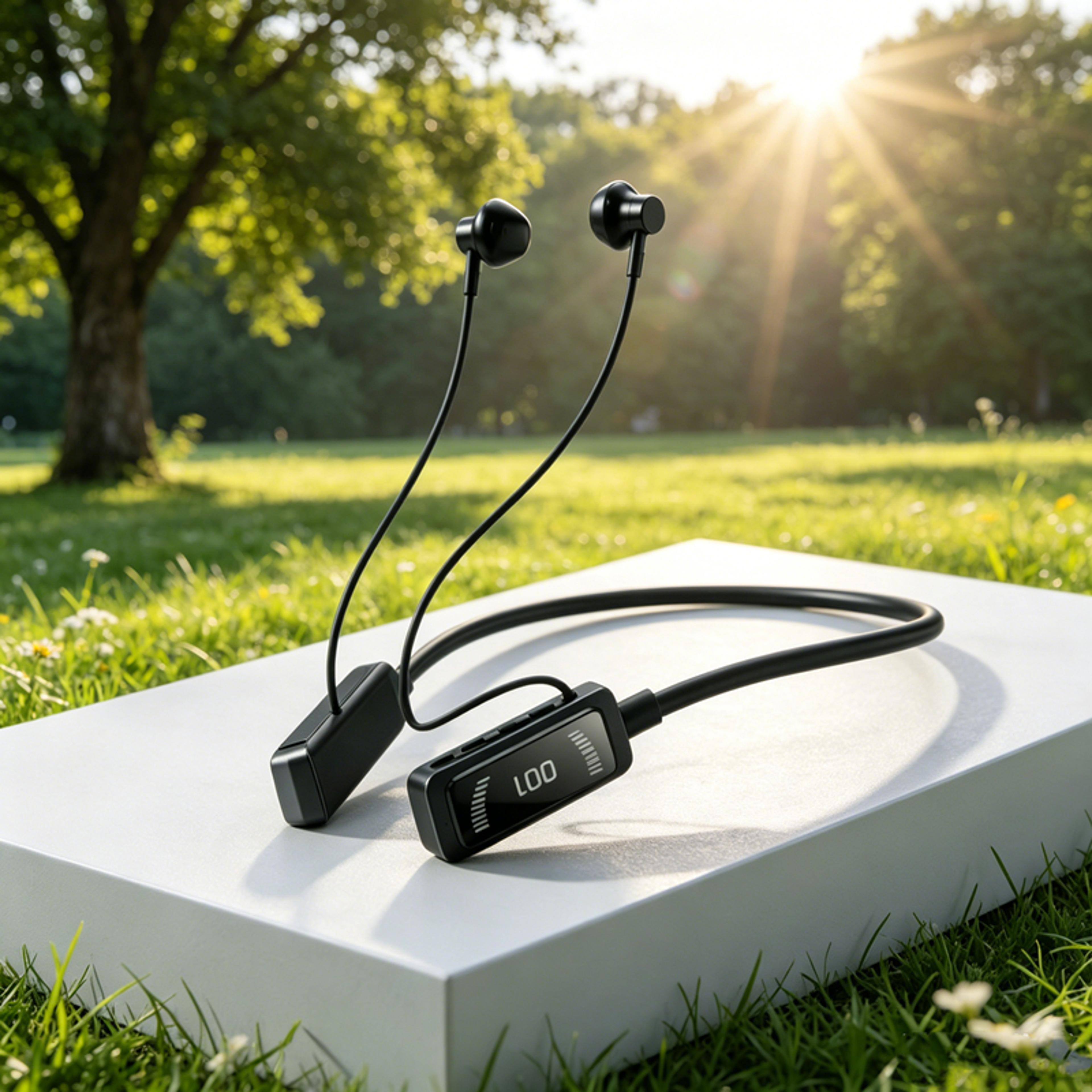 long endurance led bluetooth earbuds wireless sports neckband headphones