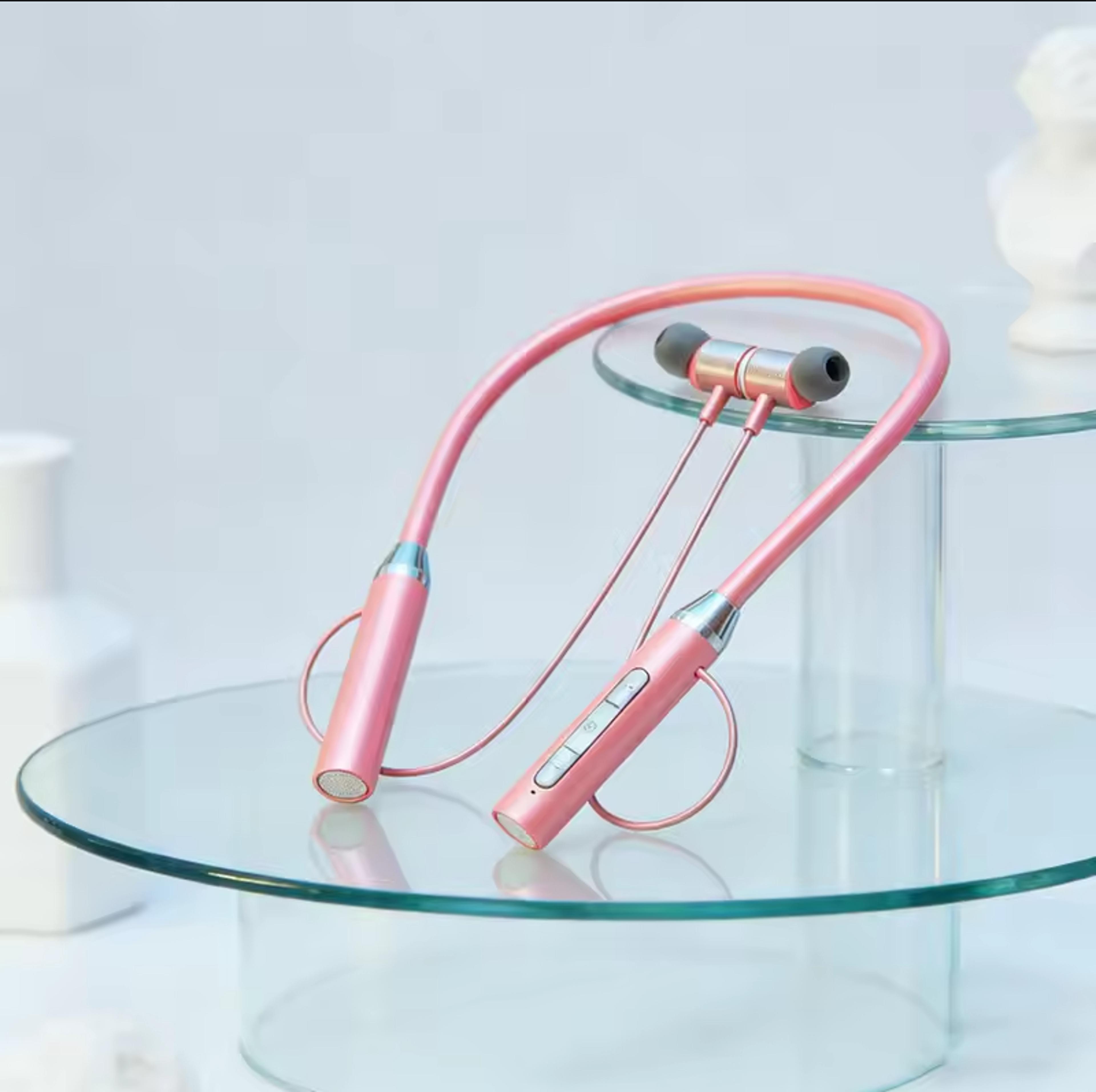 bluetooth neckband earbuds with magnetic design and microphone