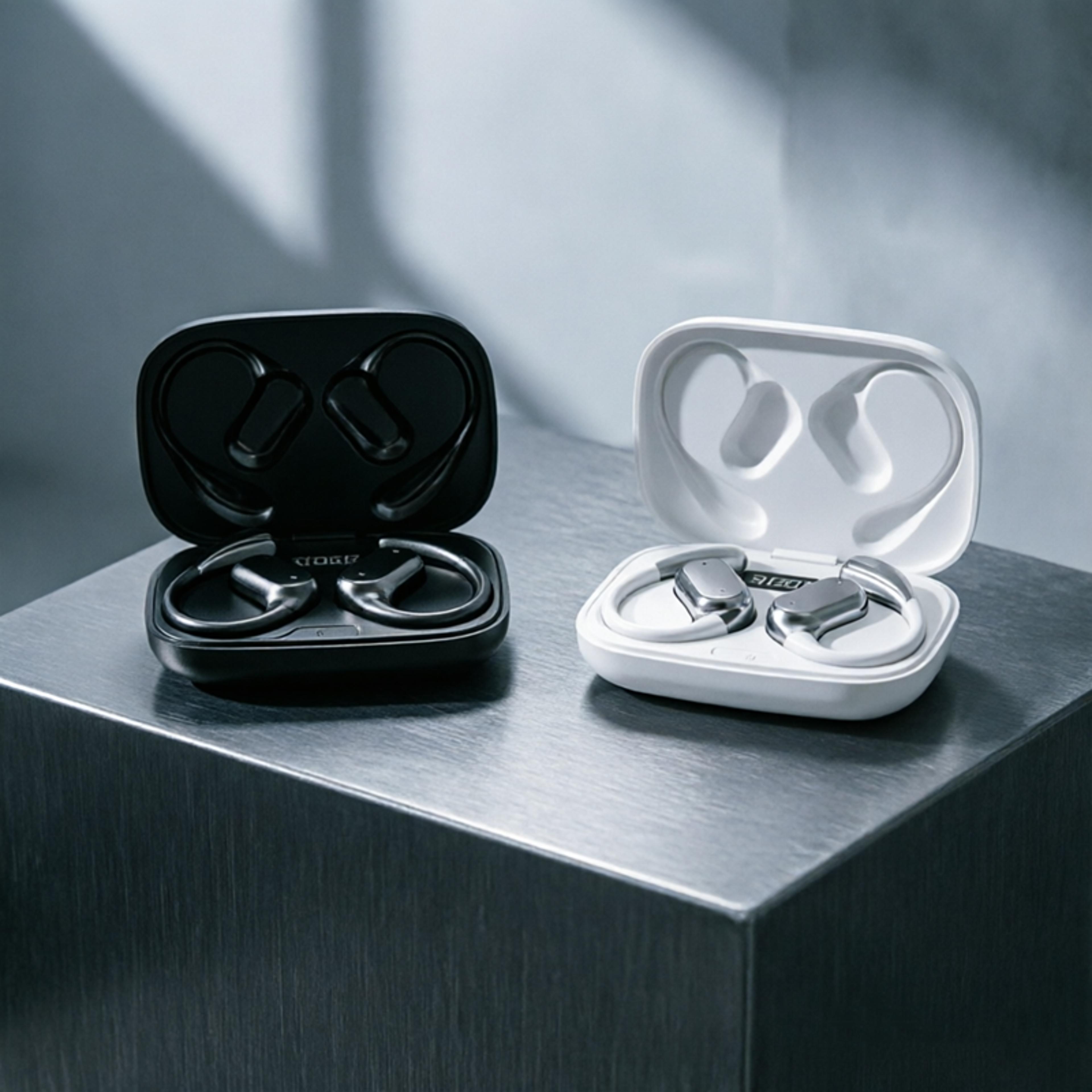 silicone ear hook wireless bluetooth earbuds with enc noise reduction for sports calls