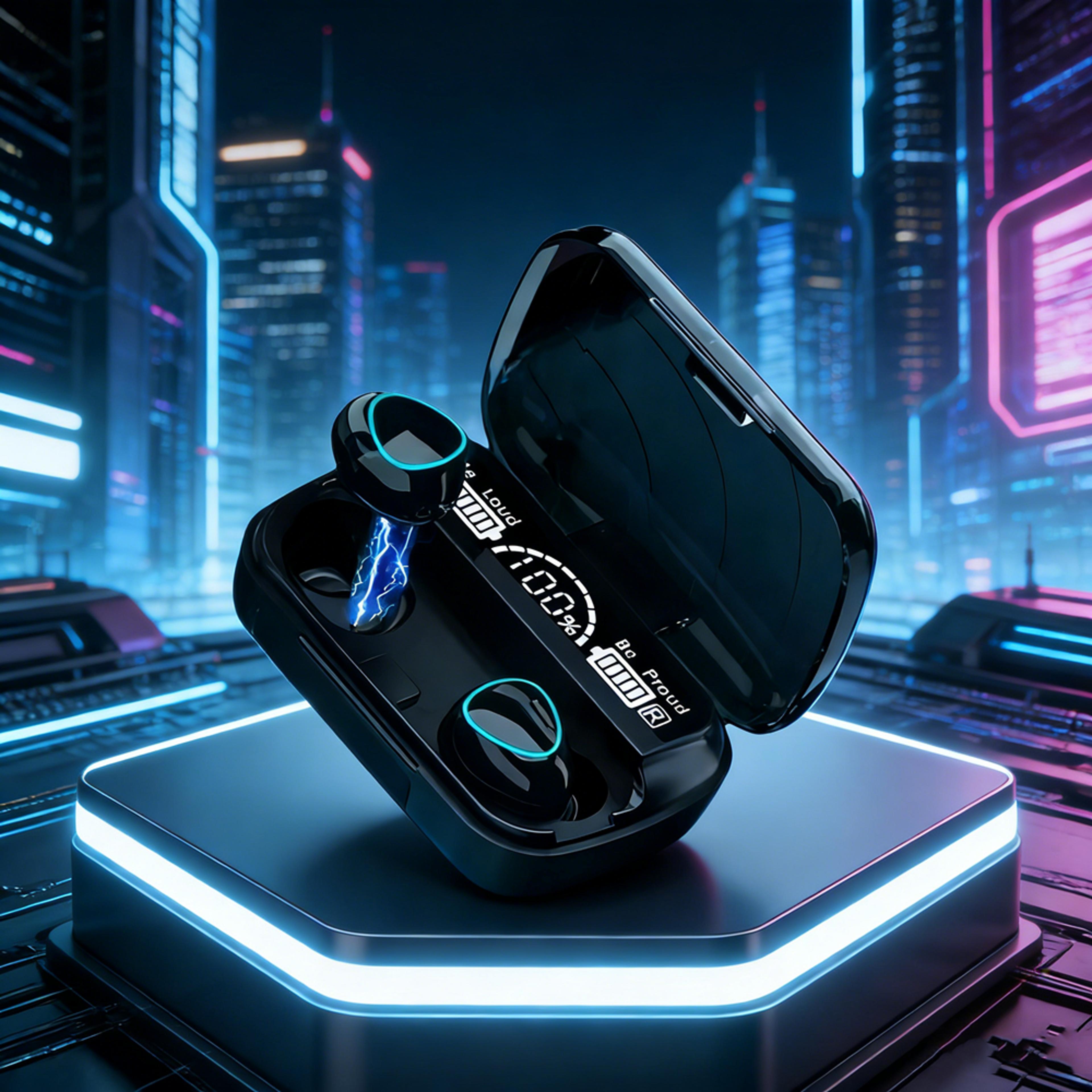 bluetooth wireless earbuds with led display hifi stereo sound waterproof headset