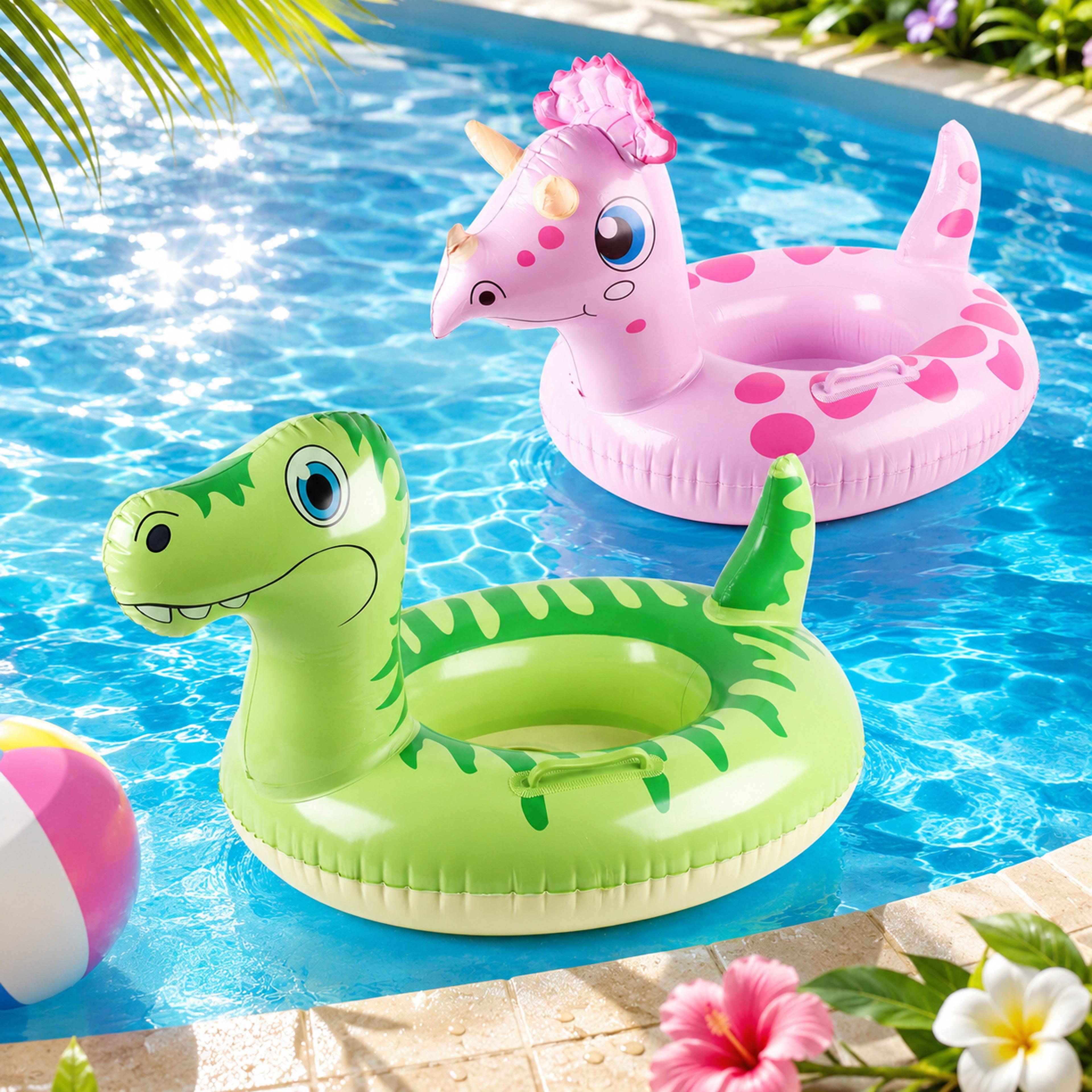 inflatable dinosaur pool float for kids cartoon ride on swim ring