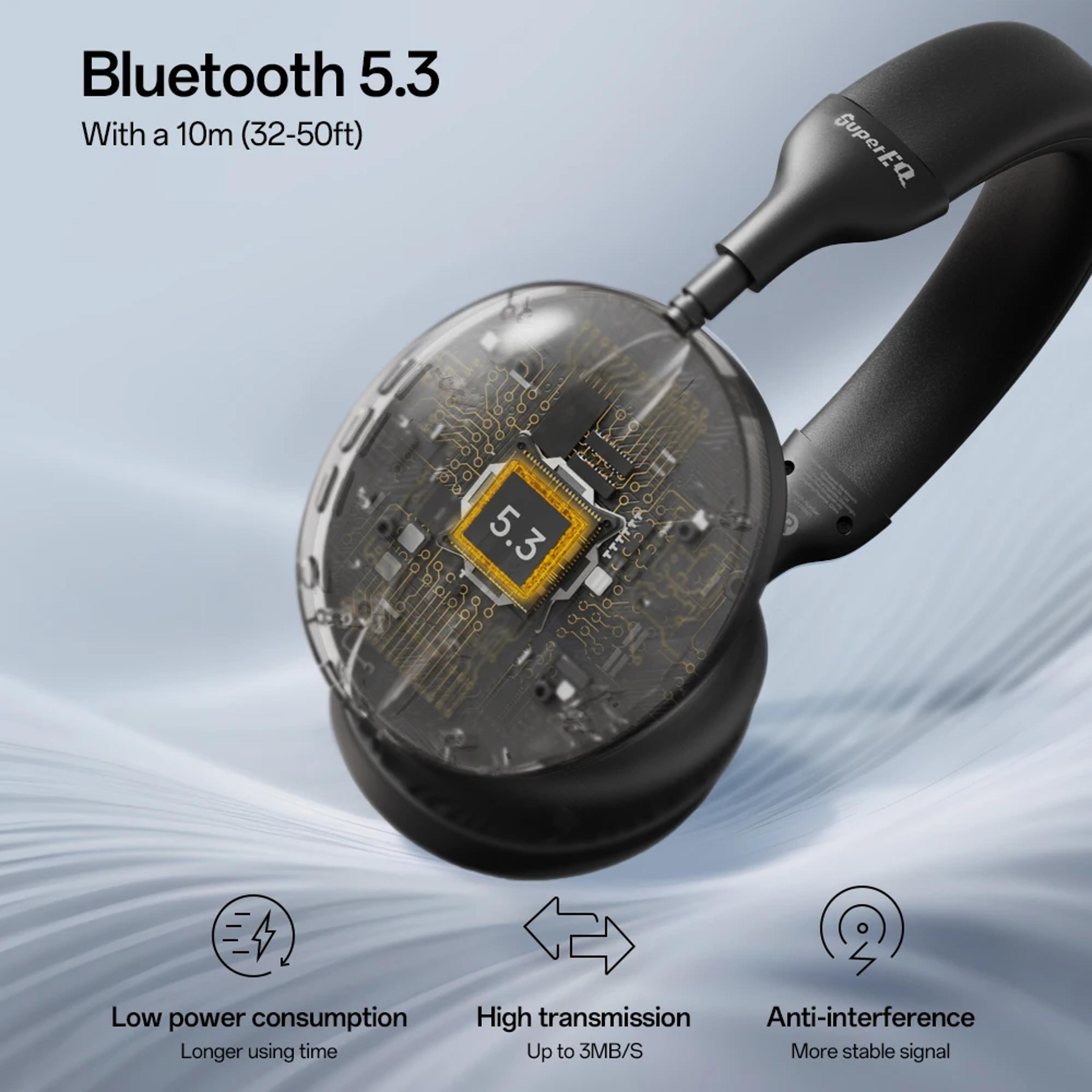wireless over ear headphones with hifi stereo sound and fm radio