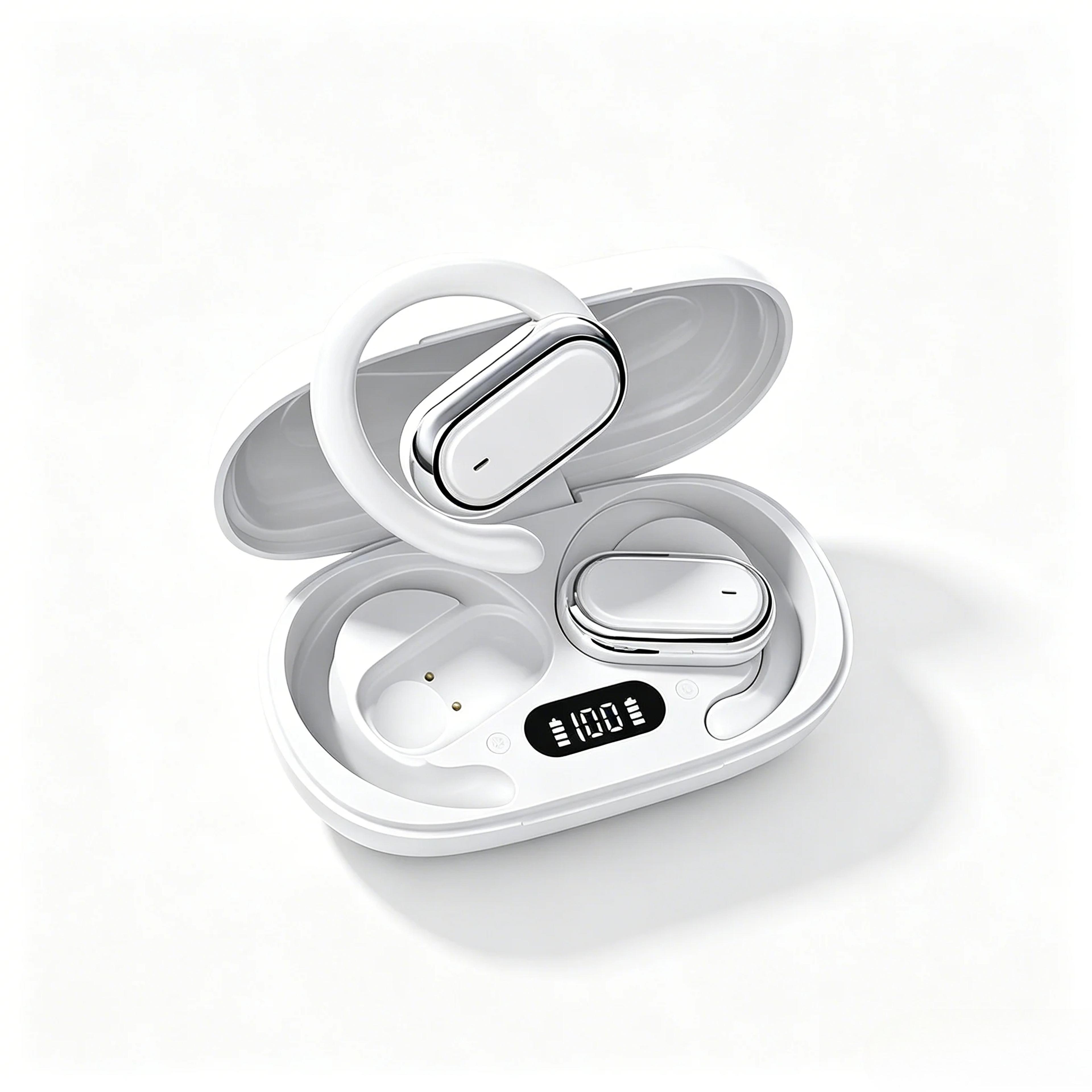 wireless ows earhook bluetooth 5.3 earbuds with smart led display and mic