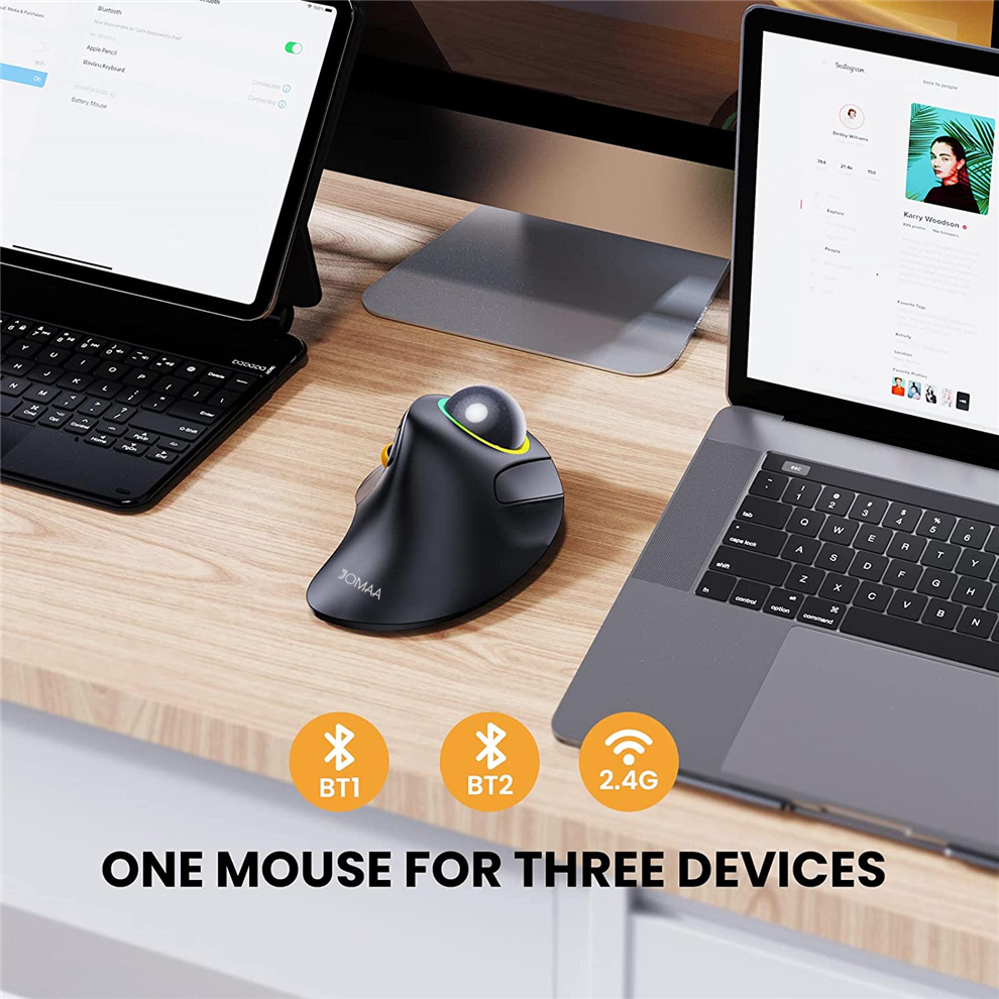 rechargeable ergonomic wireless trackball mouse with backlit design for laptop and gaming