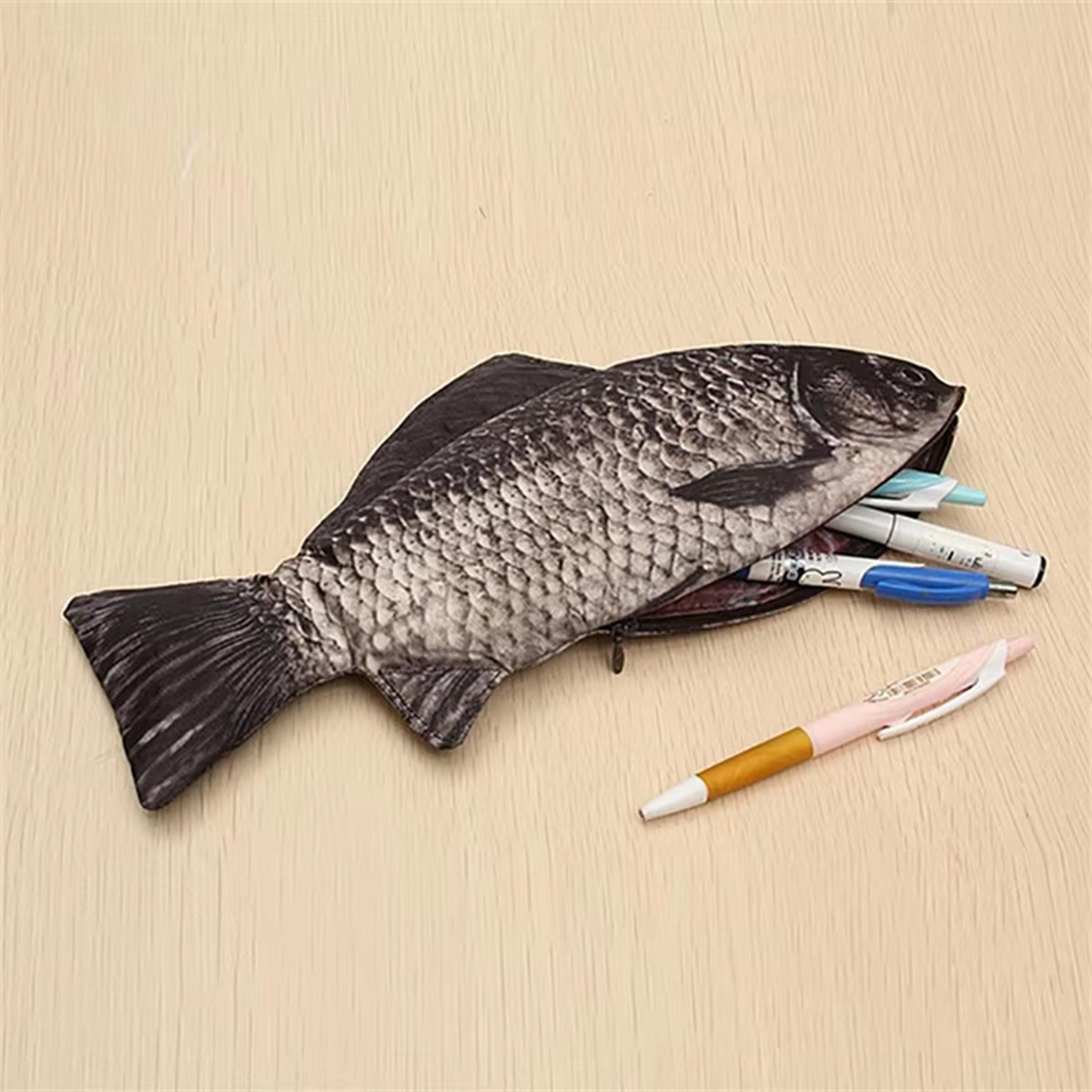 realistic carp fish shape pencil case cute zipper pencil pouch for school office makeup storage