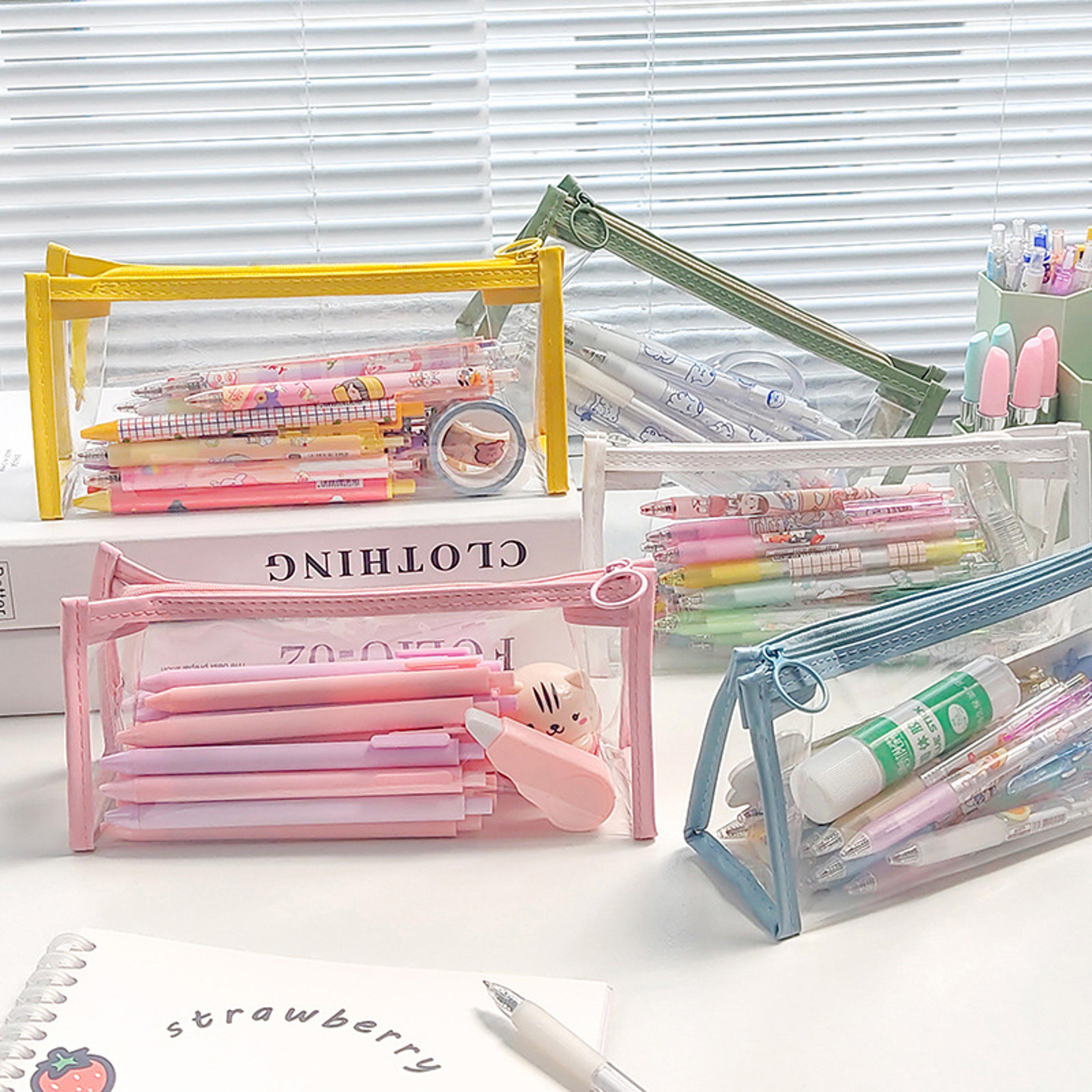 transparent large capacity pencil case for students and exams with easy access design