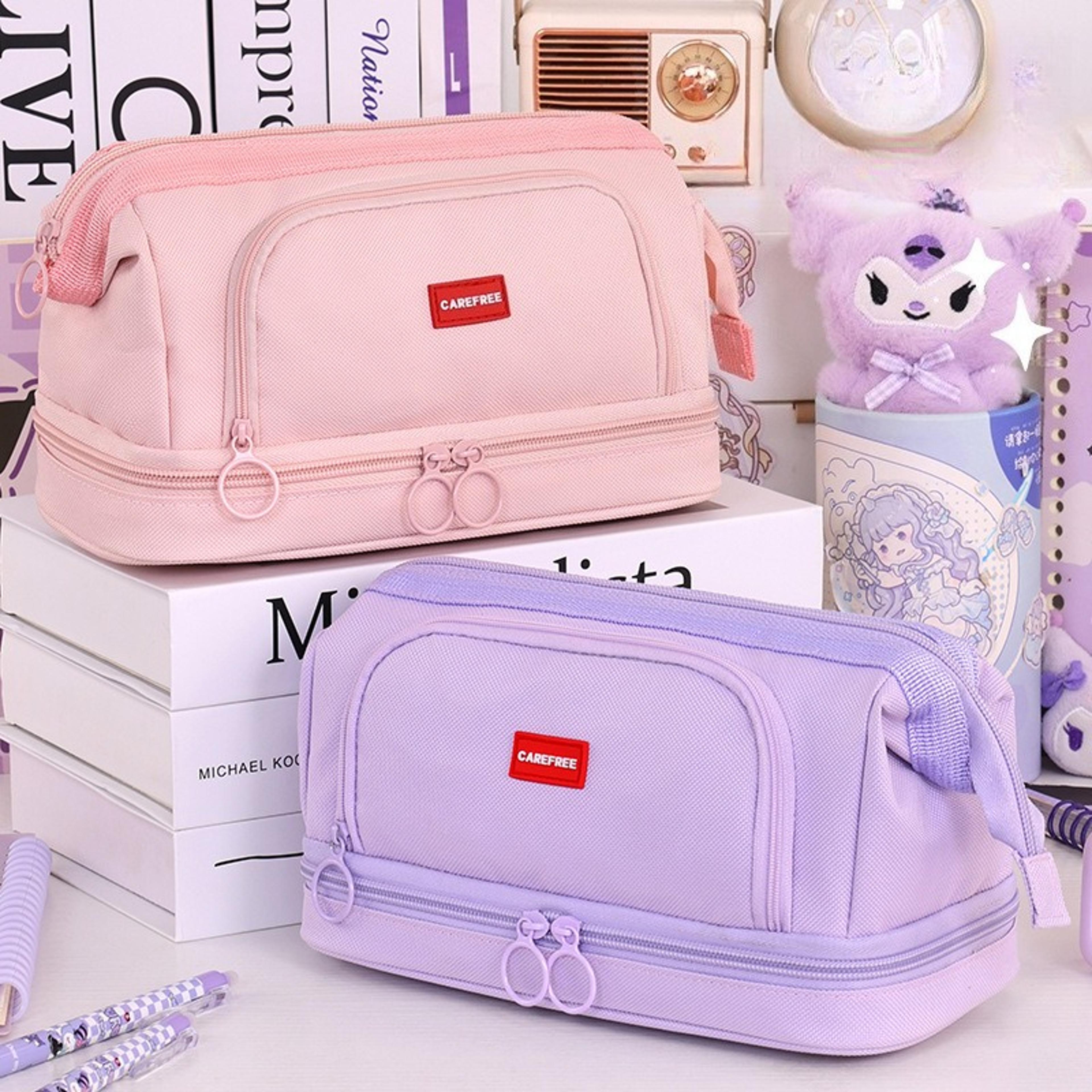 large capacity double layer pencil case with organized storage for school and office supplies