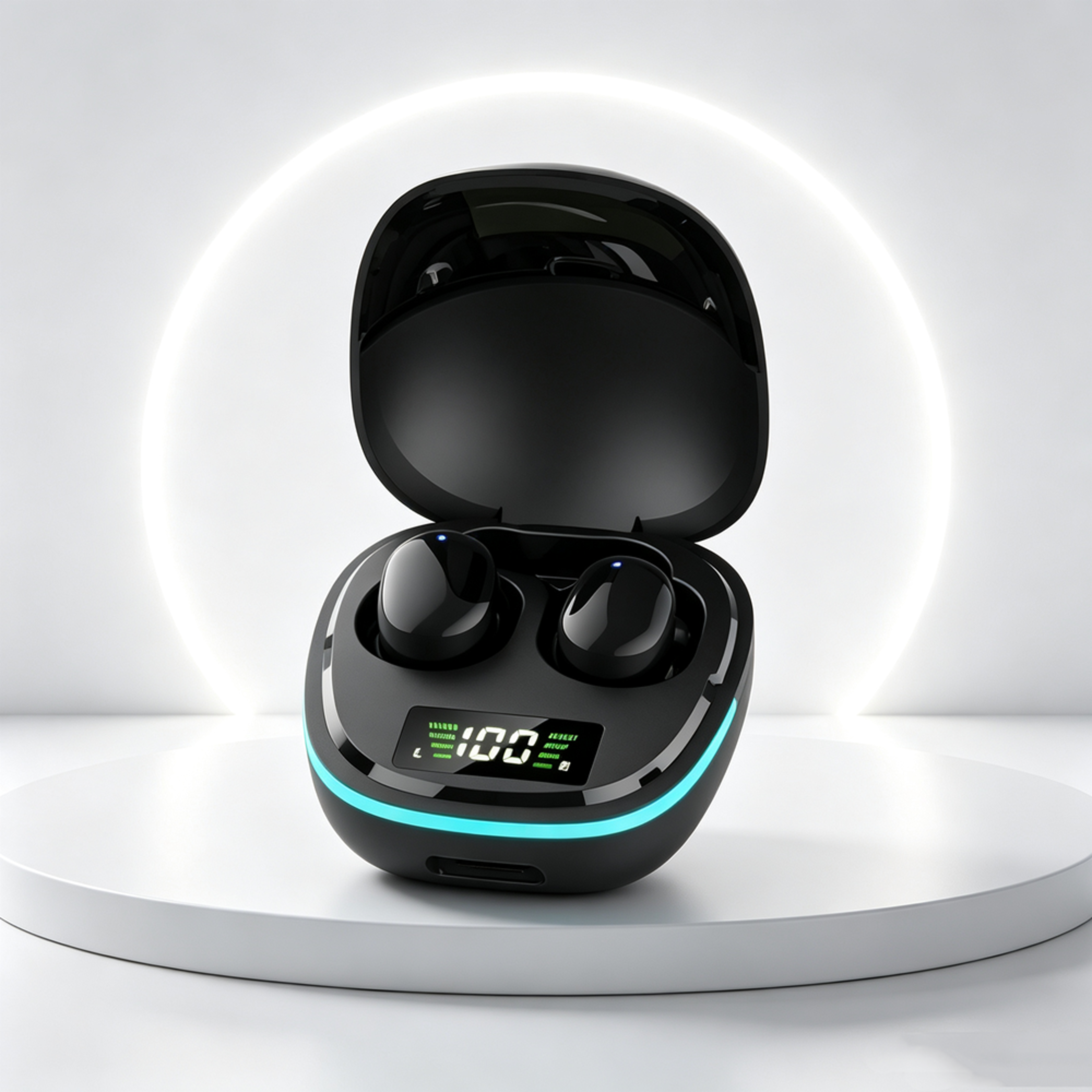 tws wireless bluetooth earphones with touch control led display and stereo sound