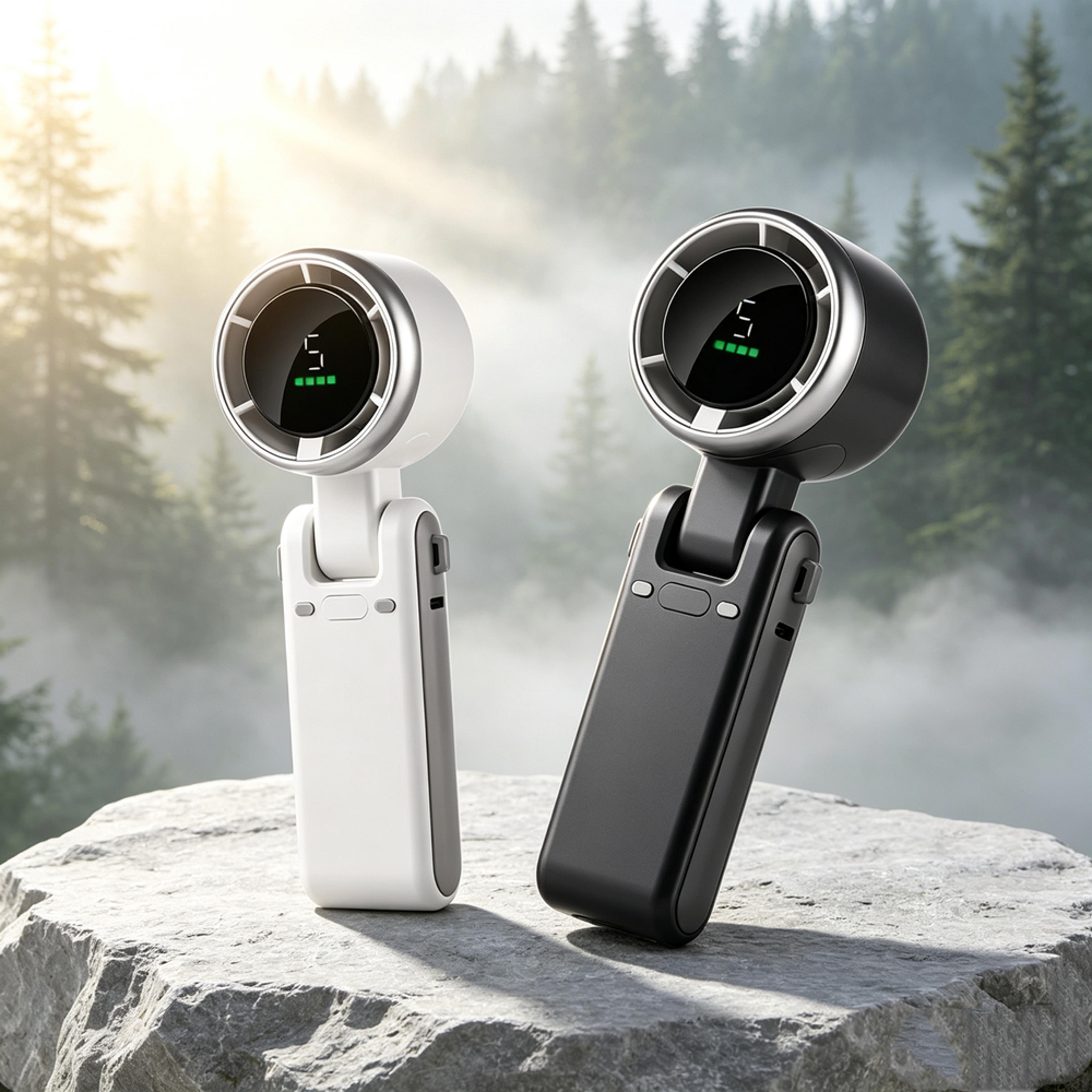 versatile portable cooling fan with rechargeable neck fan and handheld tripod fan mount