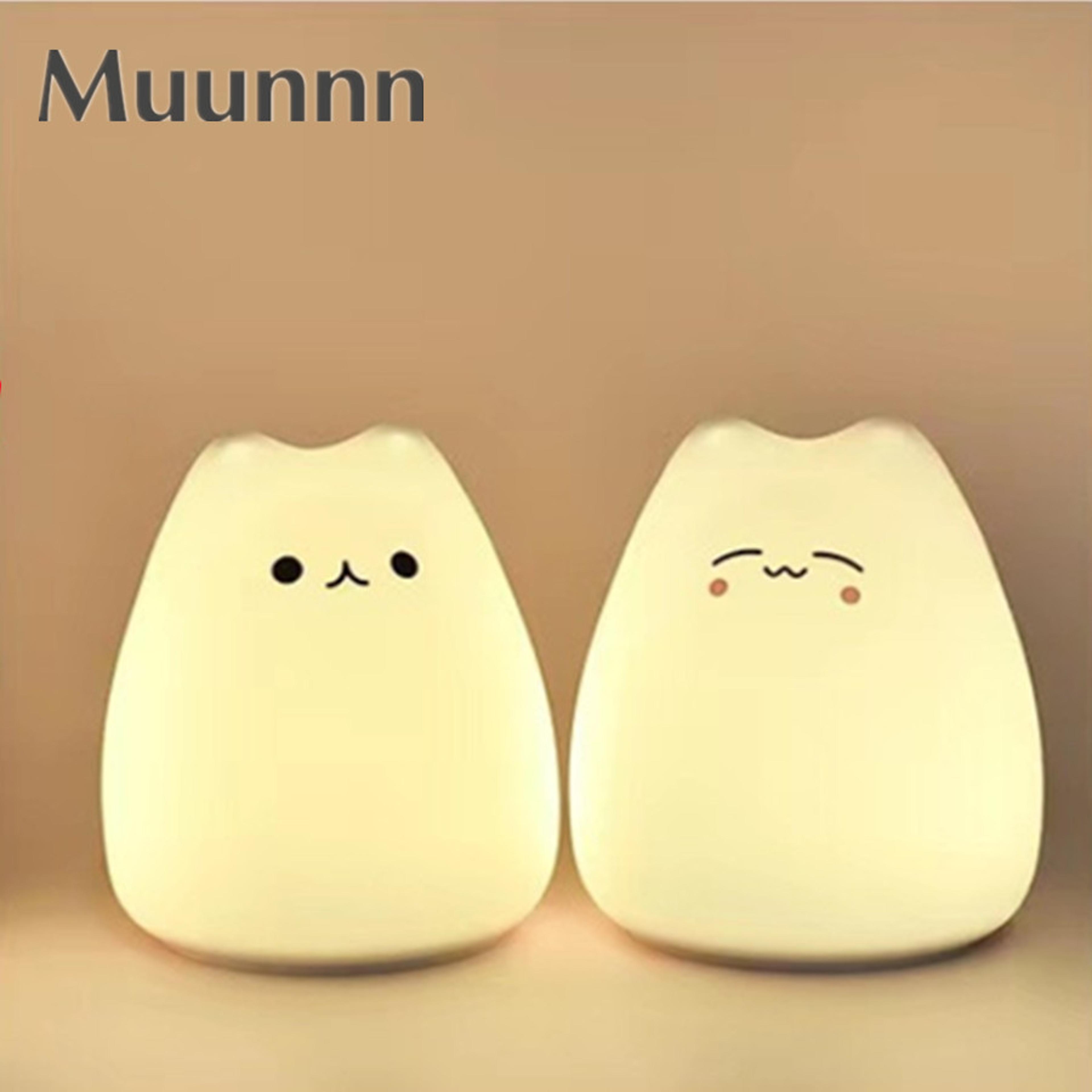 cute cat led night light with touch sensor and soft silicone design