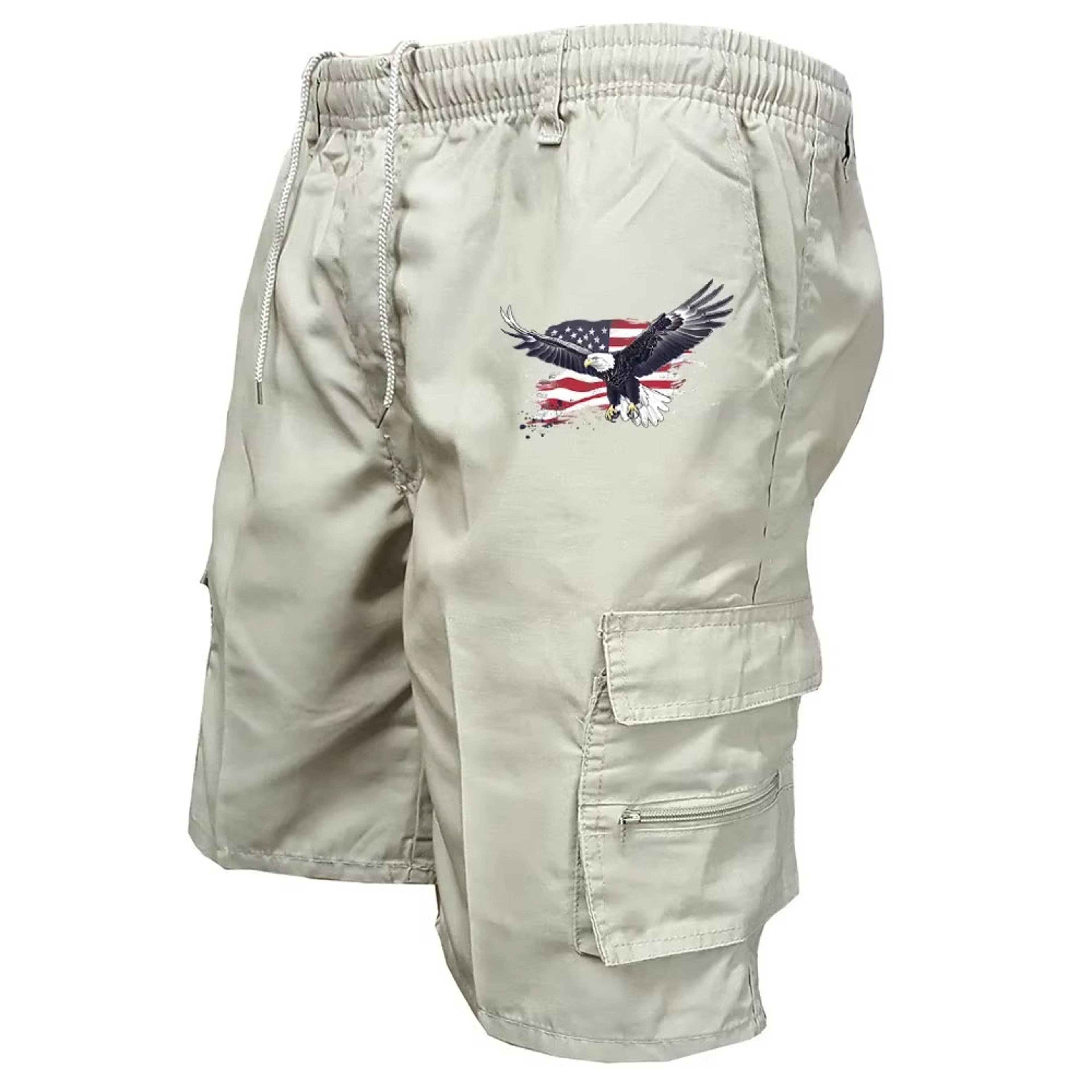 mens cargo shorts with elastic waist multi pocket outdoor casual work shorts