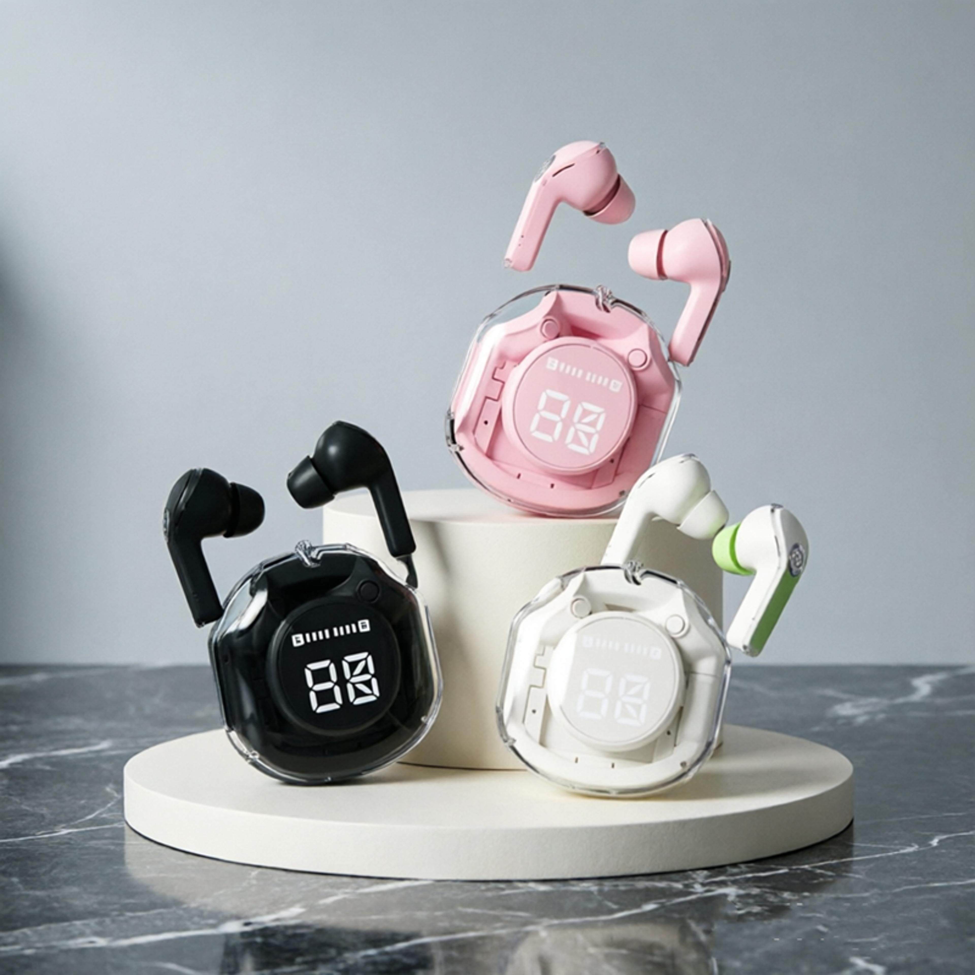 wireless bluetooth headphones with led display rechargeable earbuds