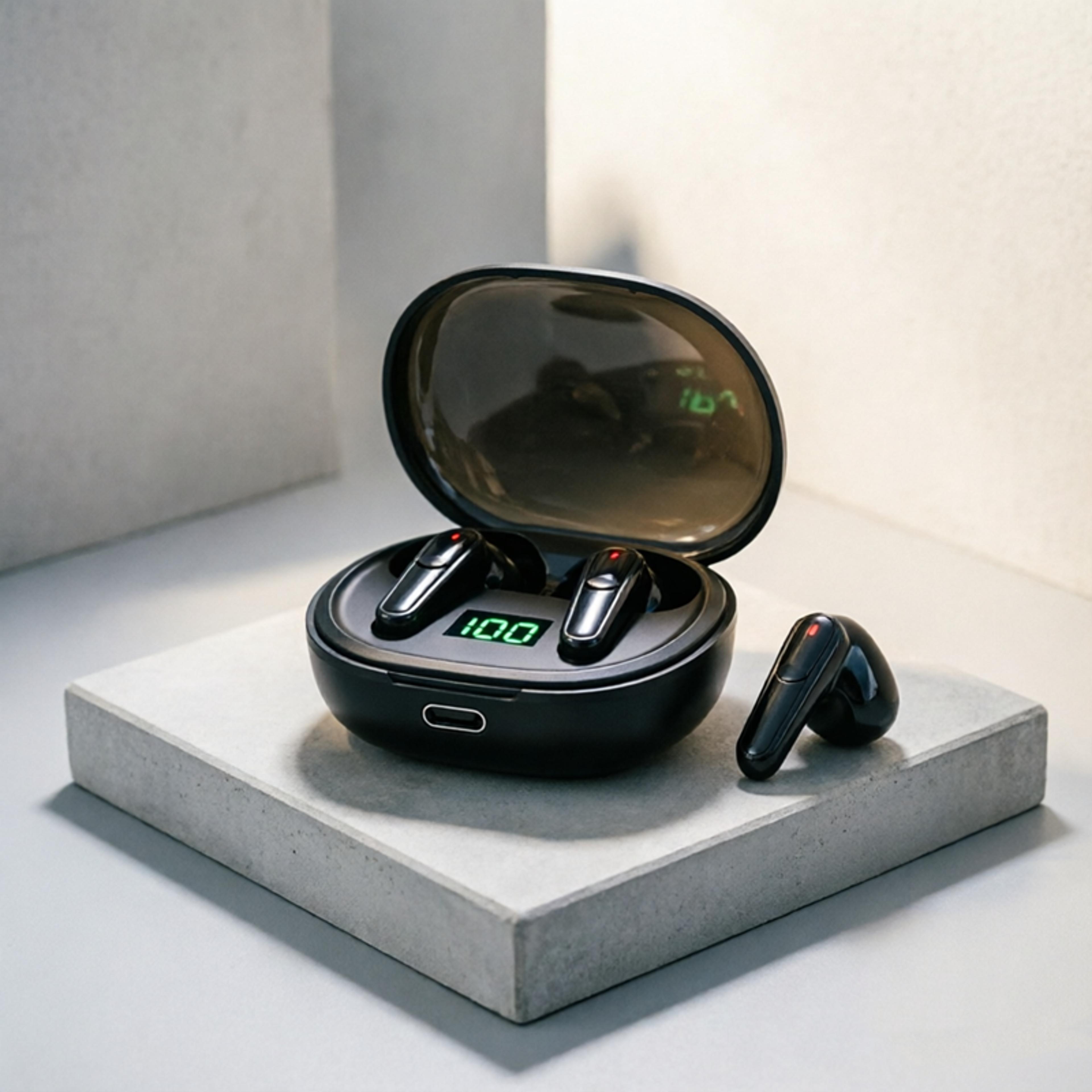 bluetooth tws wireless earbuds with led display charging case sports gaming headphones