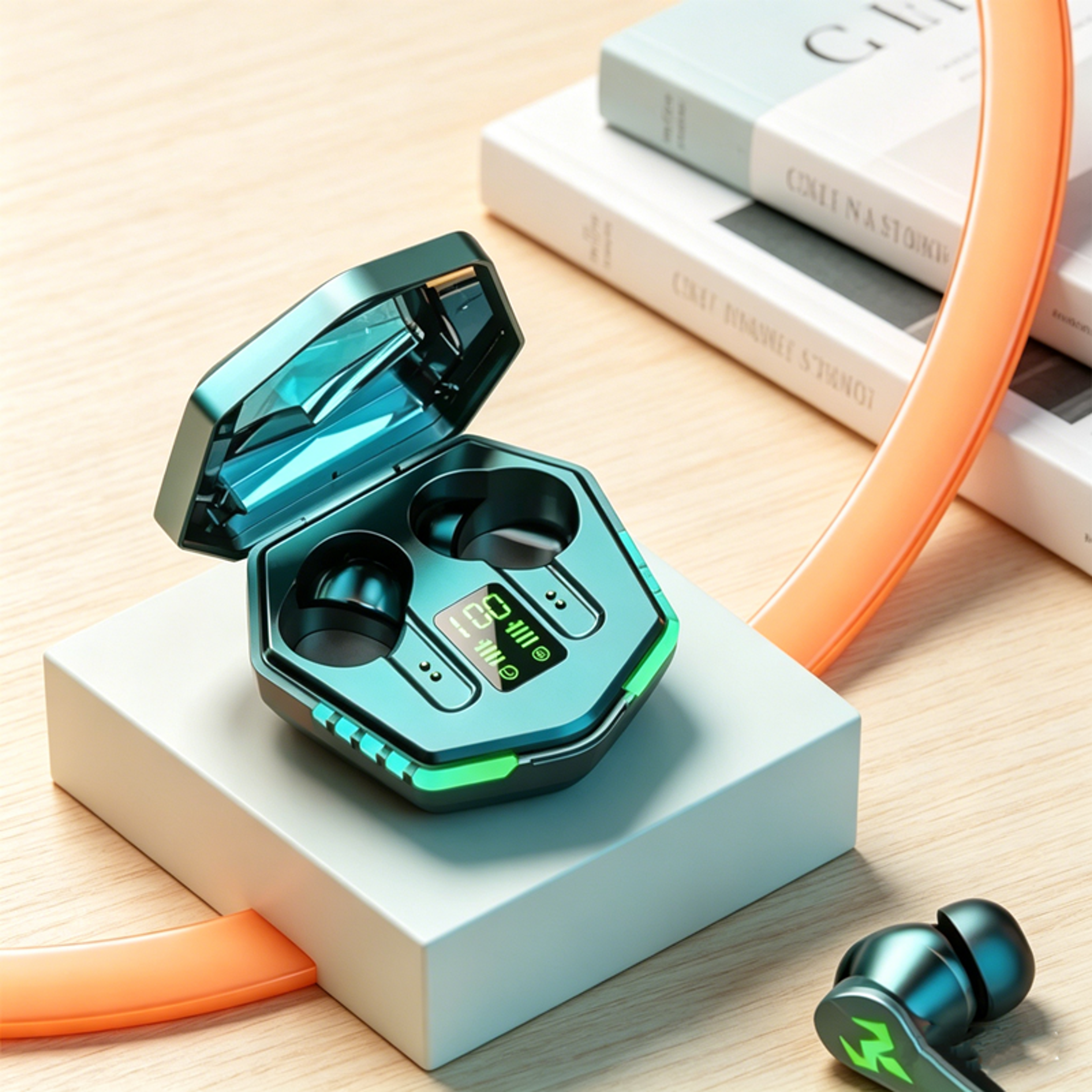 digital display wireless bluetooth earbuds with gaming mode and clear sound