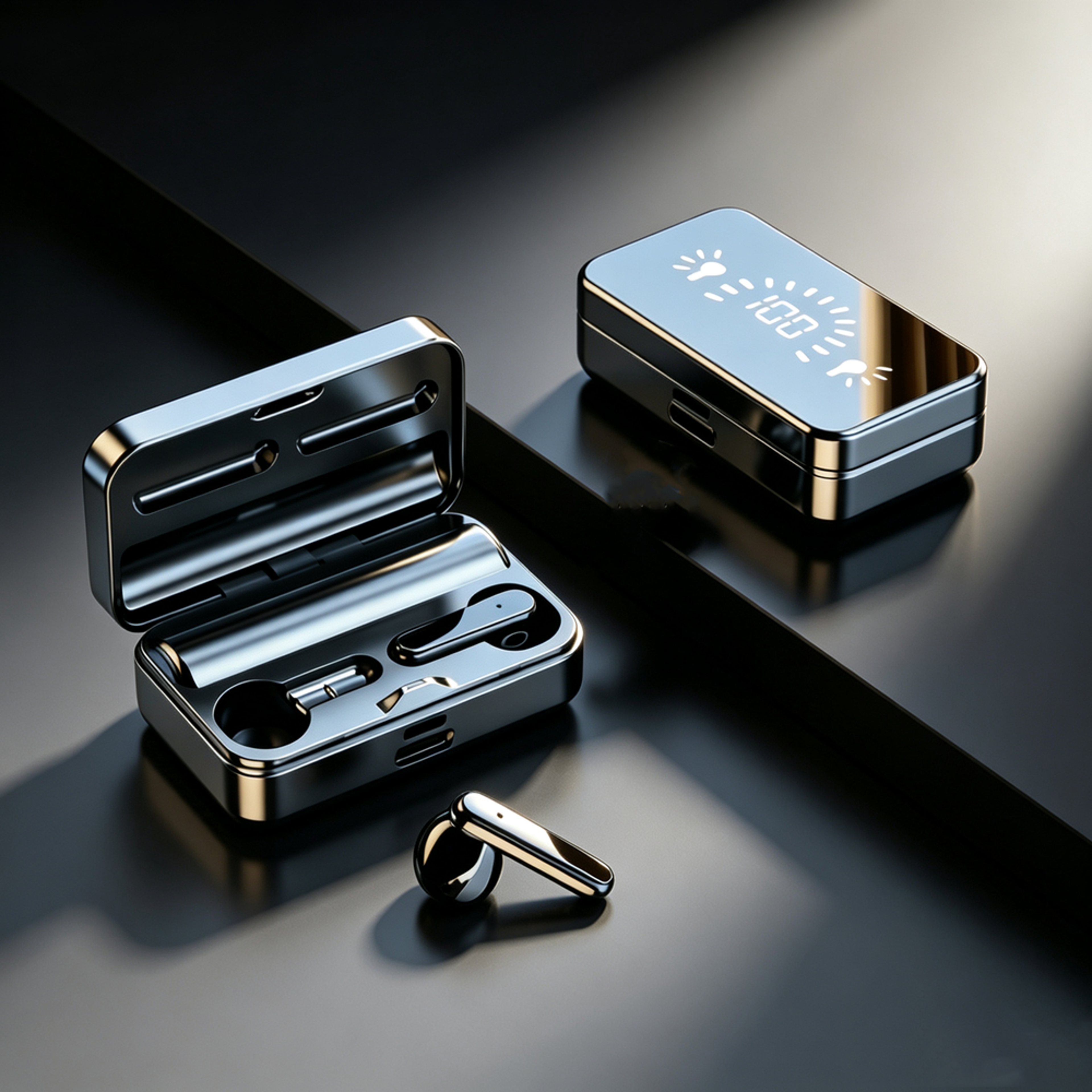 tws wireless bluetooth earbuds with led display noise reduction and touch control