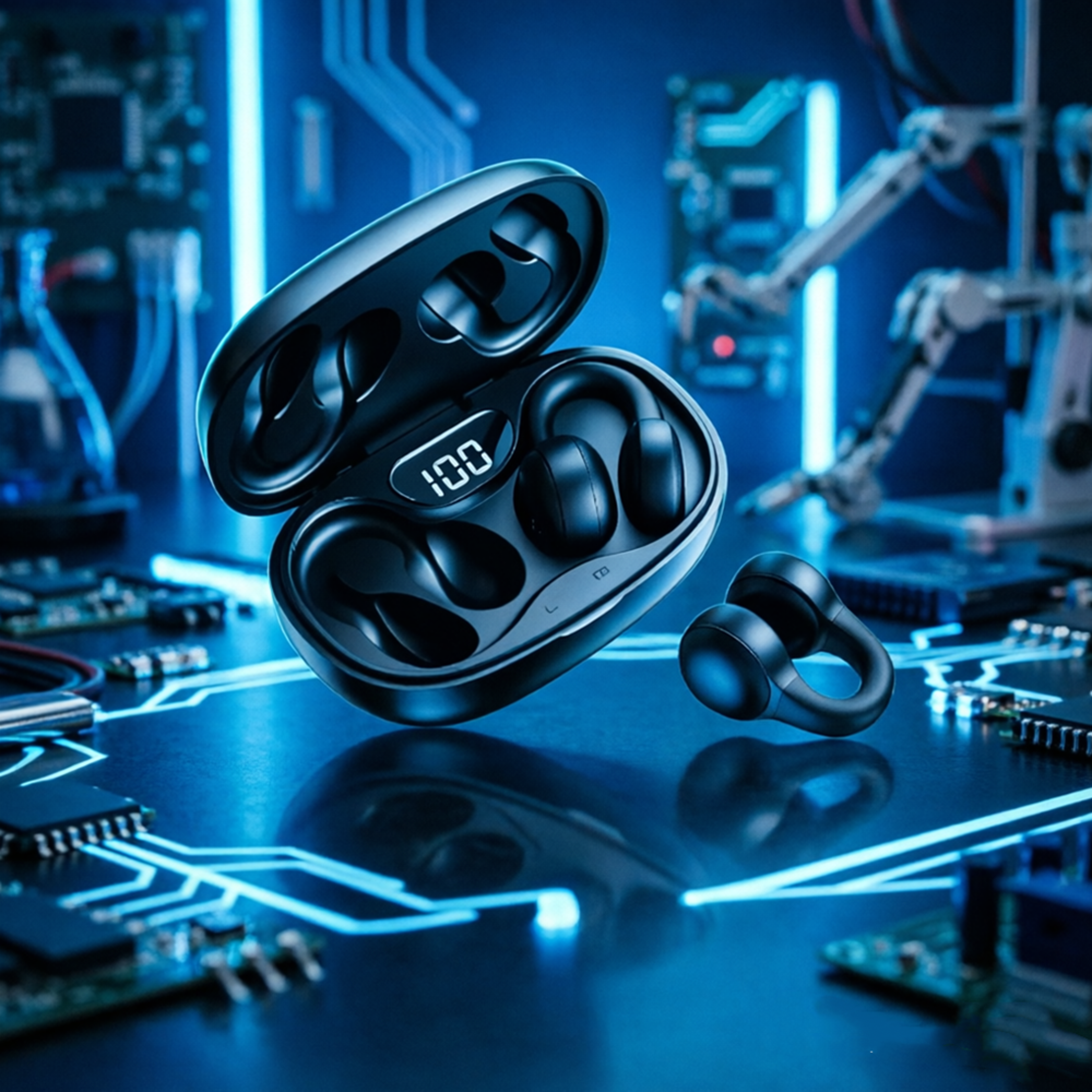 wireless bluetooth earbuds with noise reduction touch control and led power display