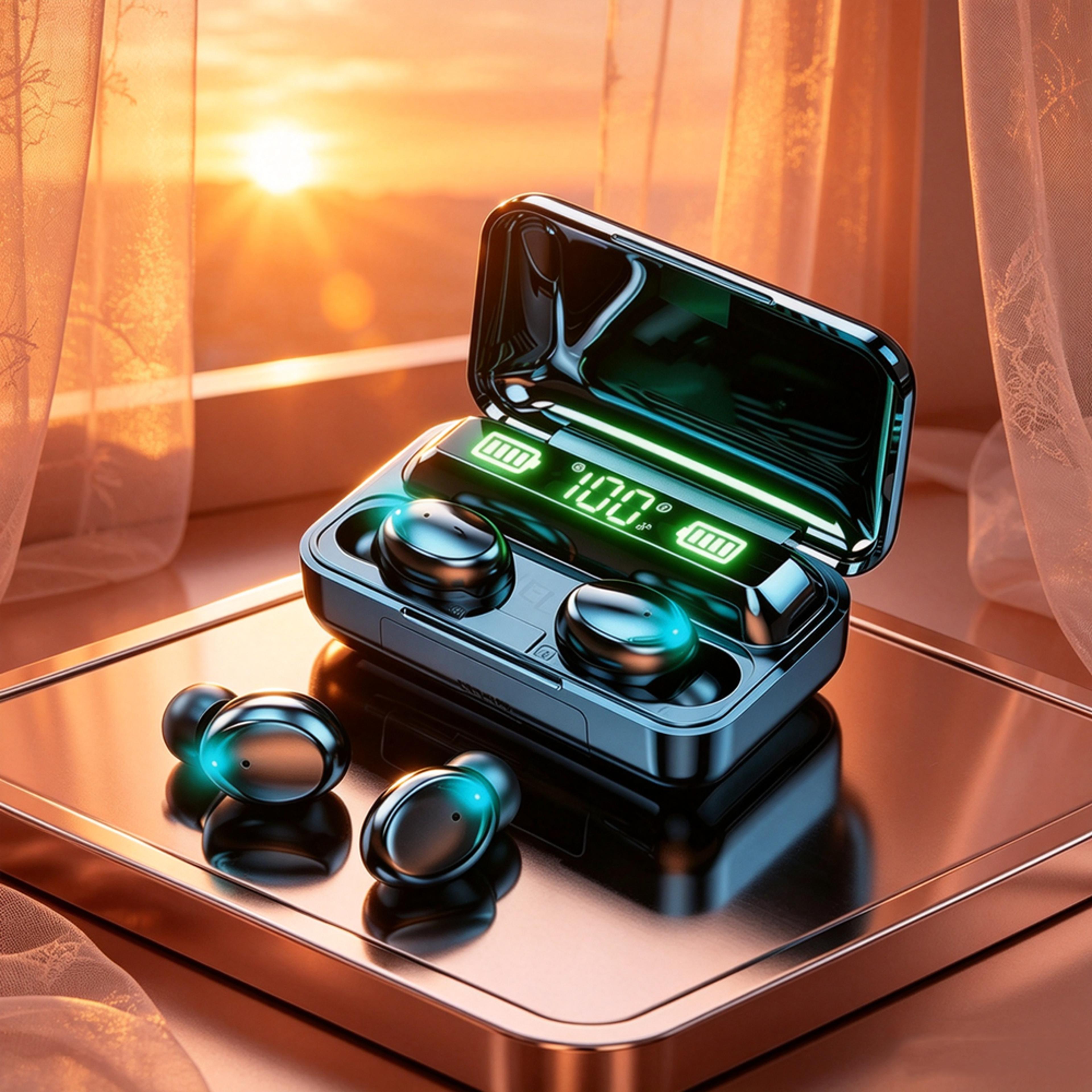 tws wireless earphones with led display charging case and premium sound