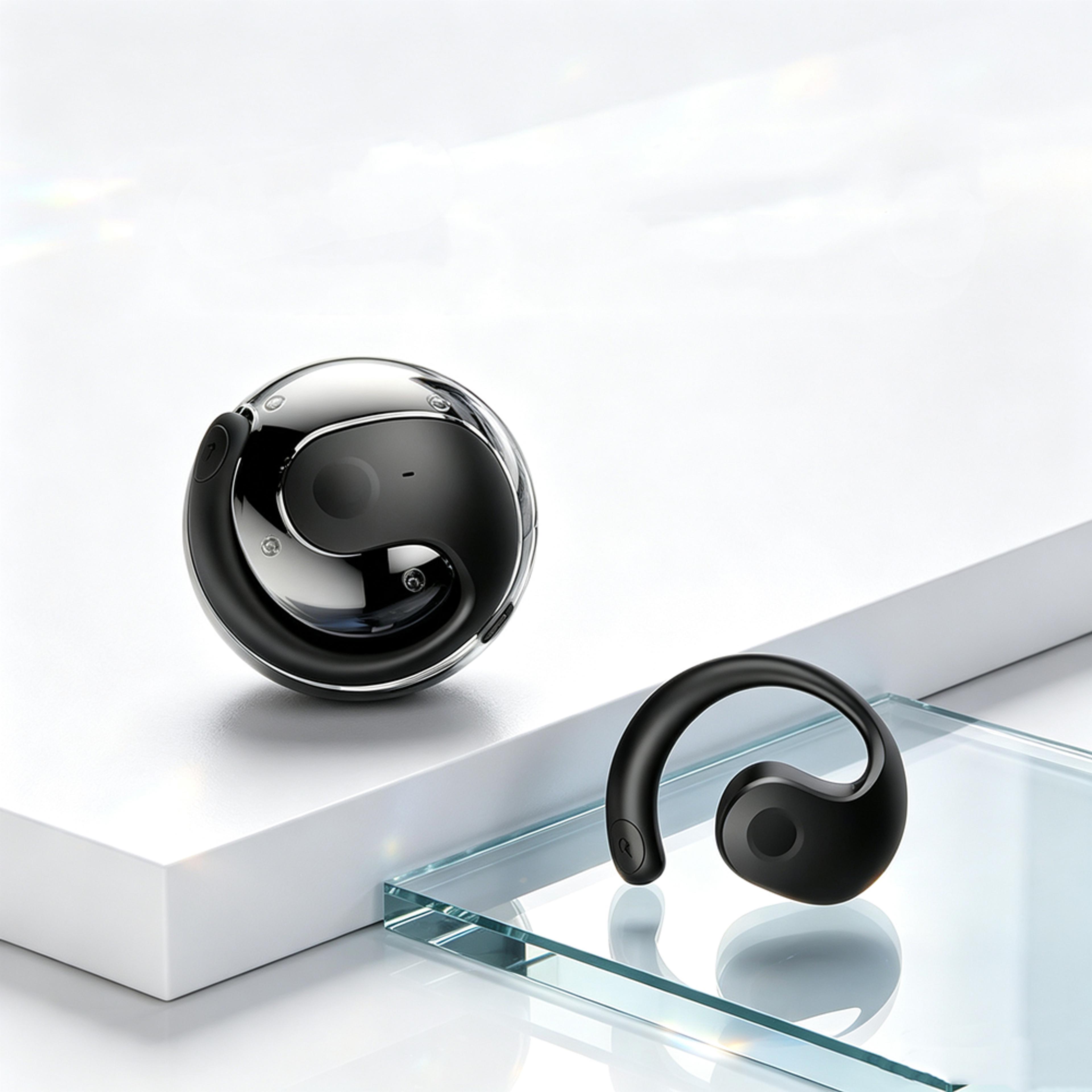 bluetooth ear hook wireless headphones with mic for business calls and music
