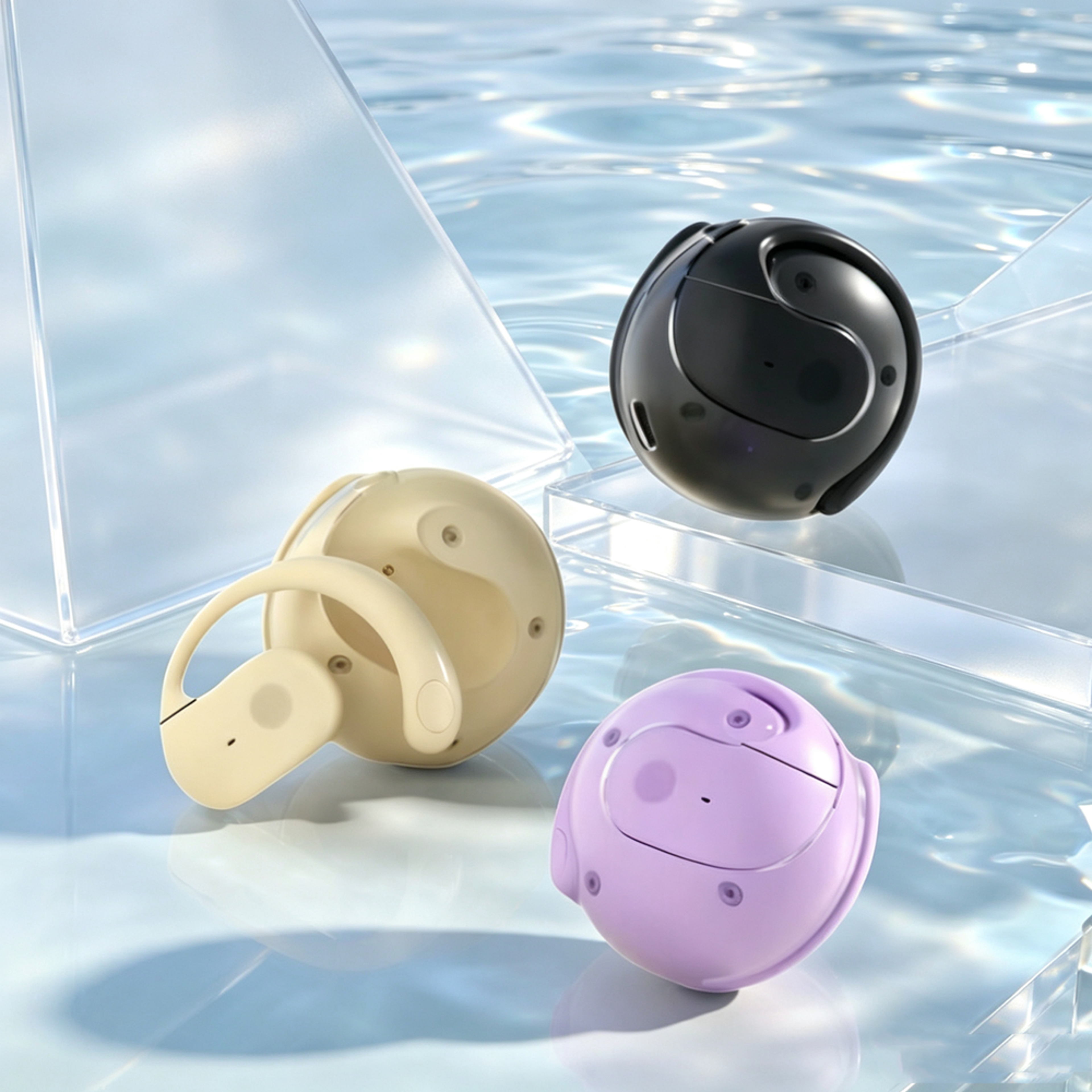 wireless bluetooth open ear earphones with noise cancelling and comfortable ear hanging design