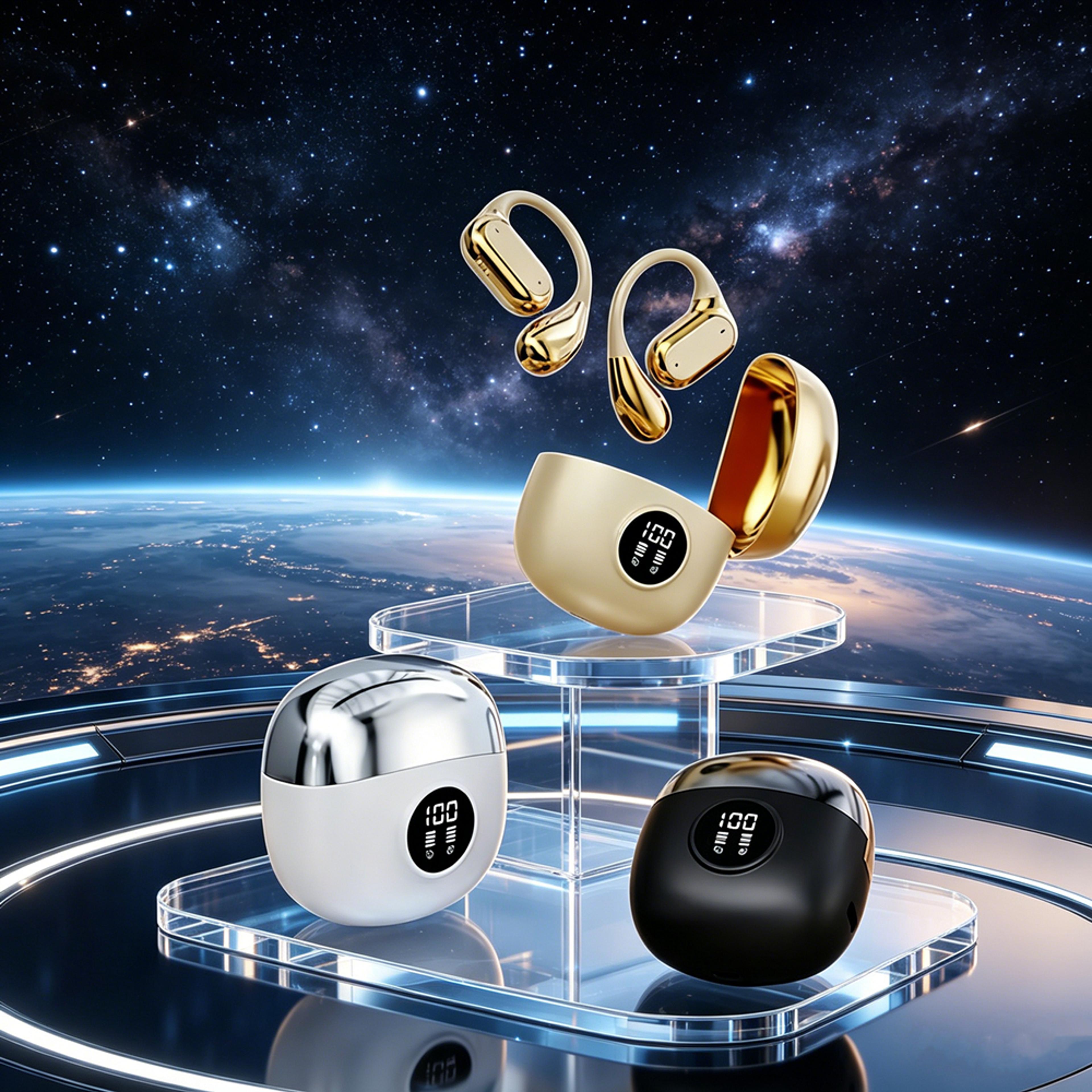 clip on sports headphones wireless open ear deep bass earbuds for active listening