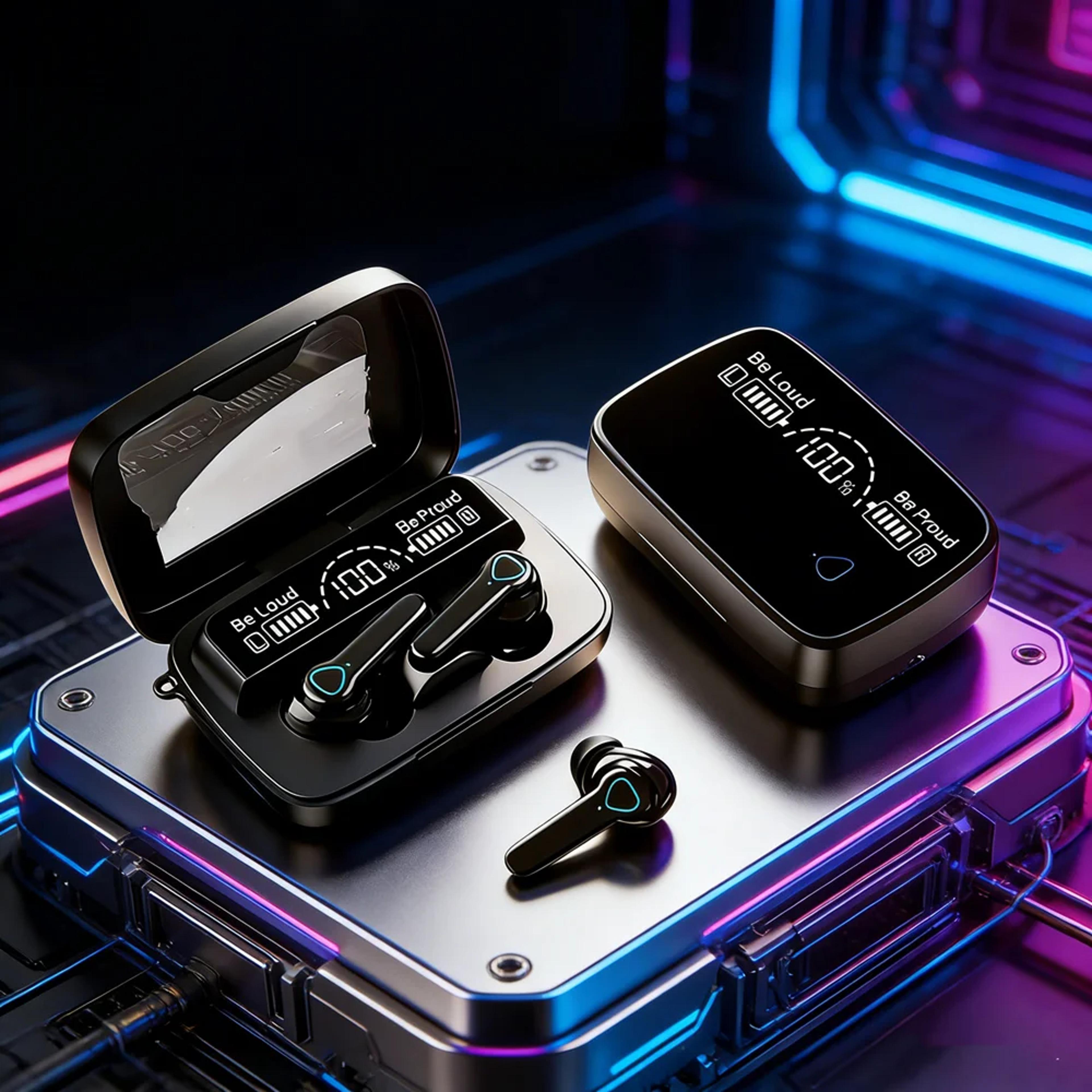 tws wireless bluetooth earbuds with touch control led display and waterproof design