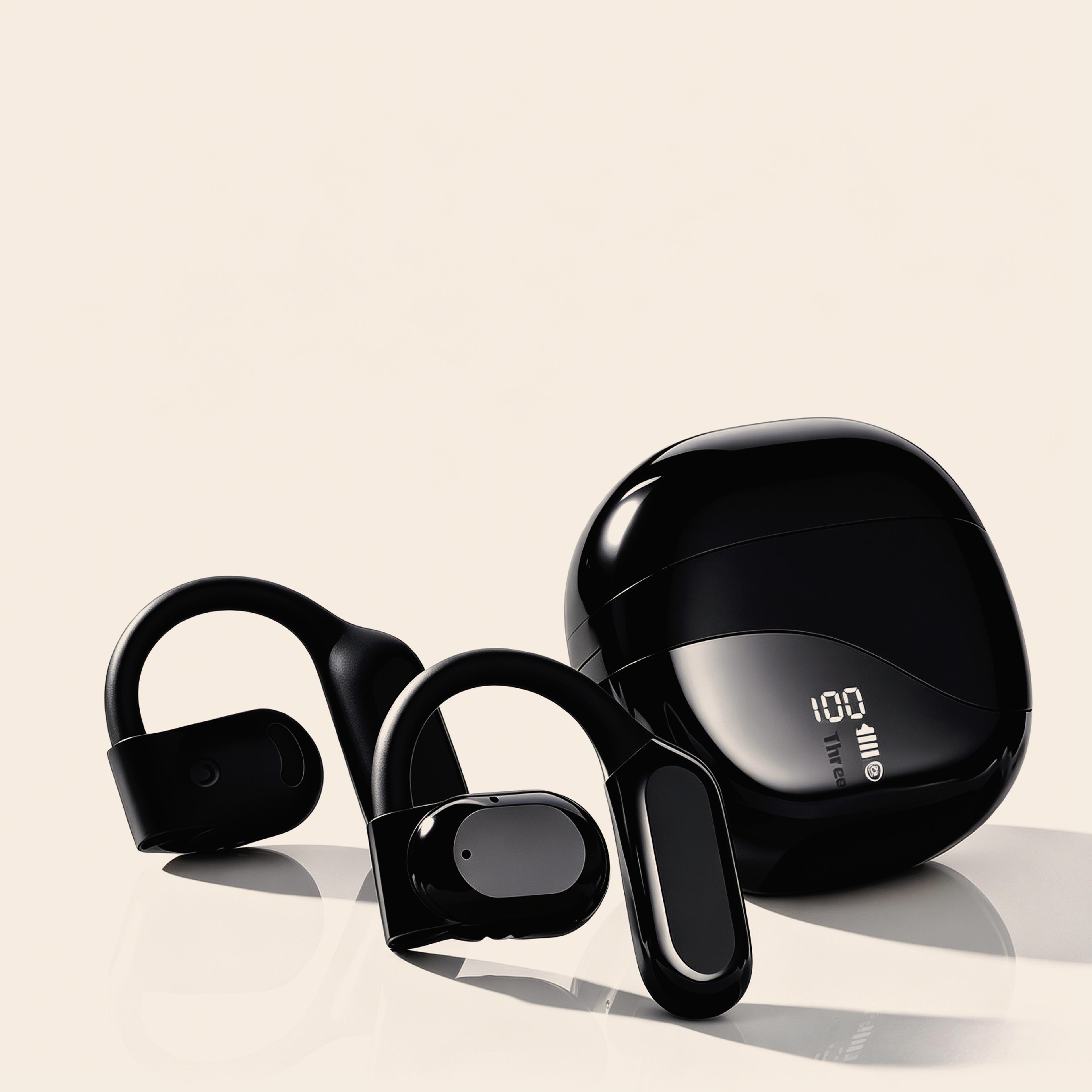 waterproof open ear bluetooth sports earphones with secure ear hooks for running and gym