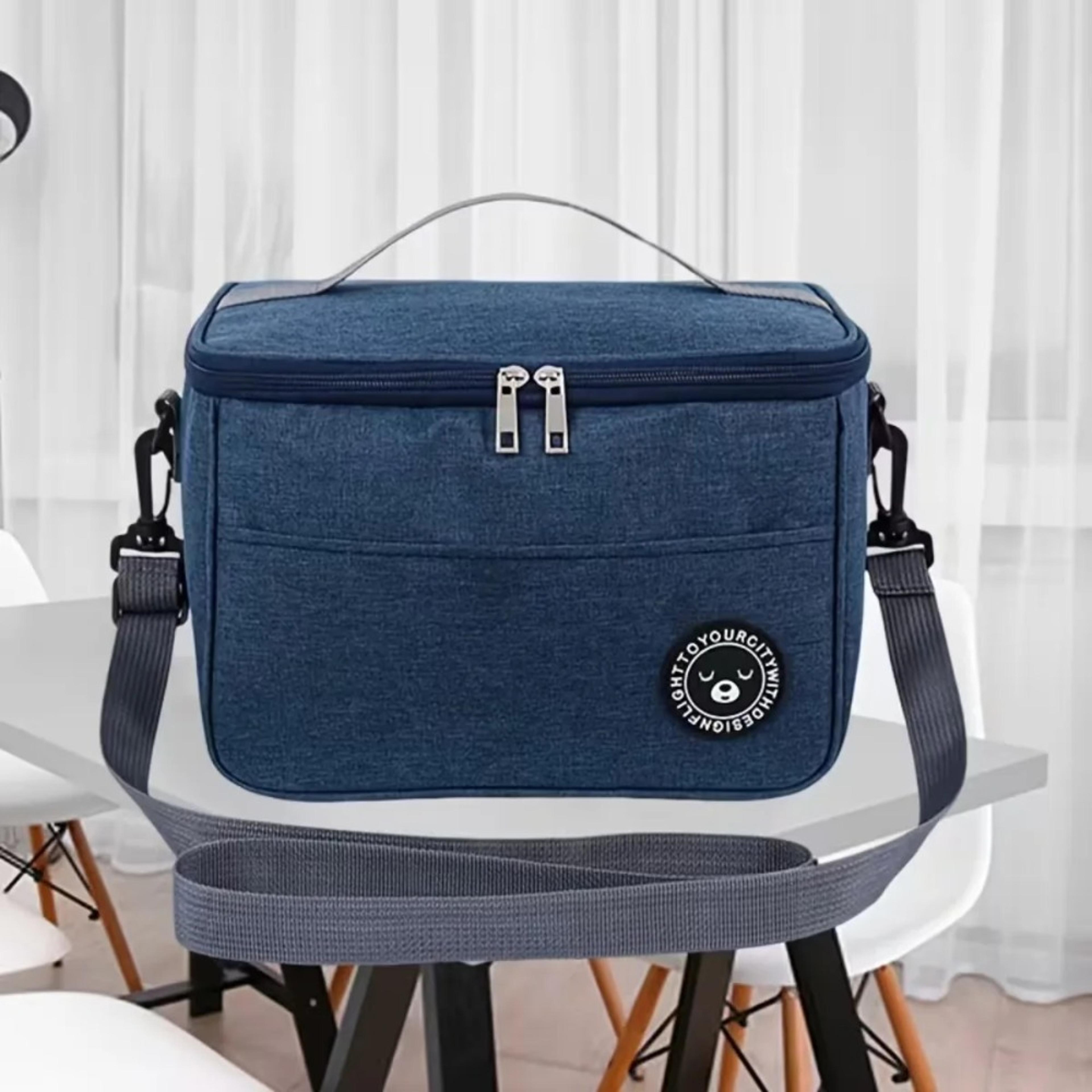 portable insulated lunch bag with handle and shoulder strap