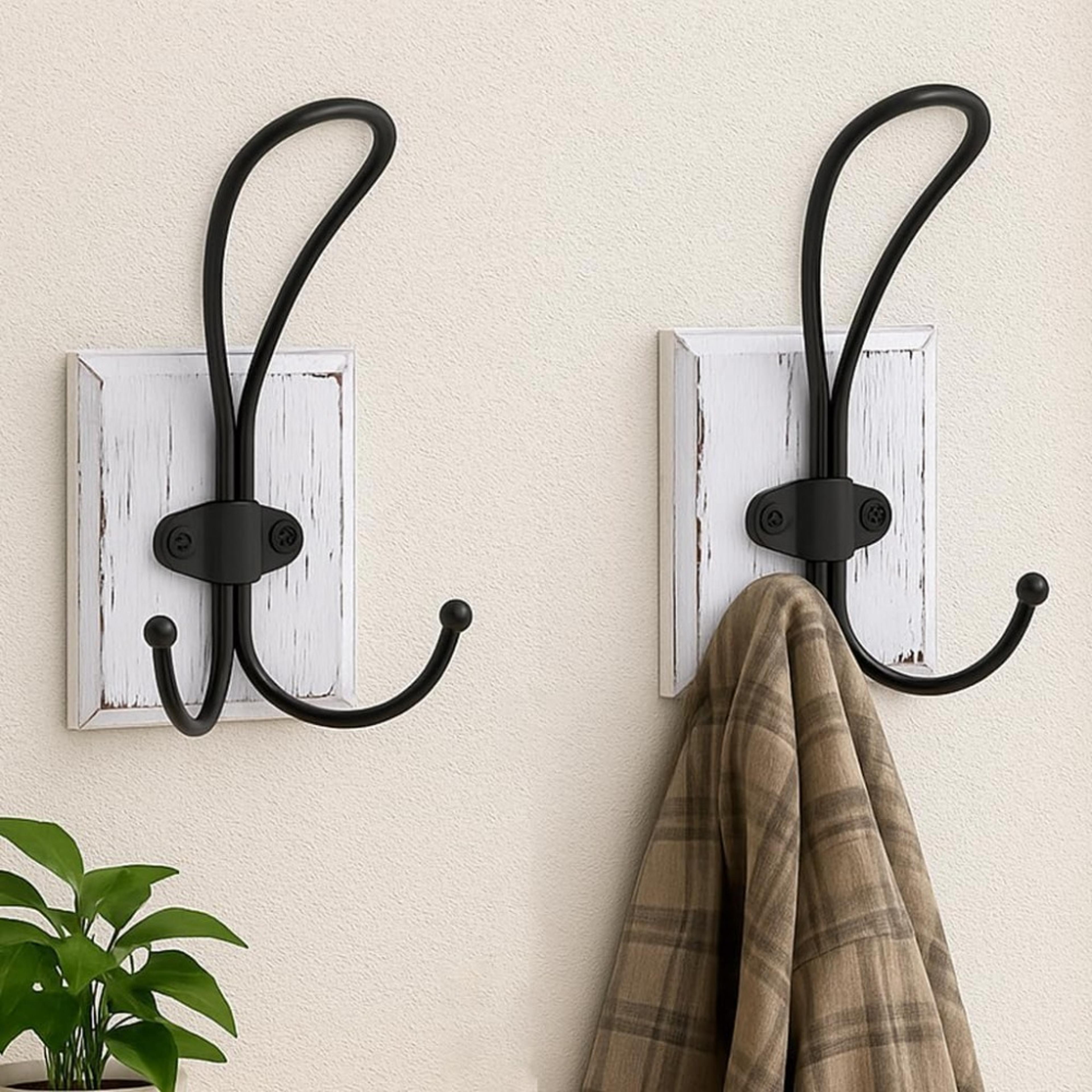 wooden wall hooks with self adhesive metal hangers for towels coats and keys
