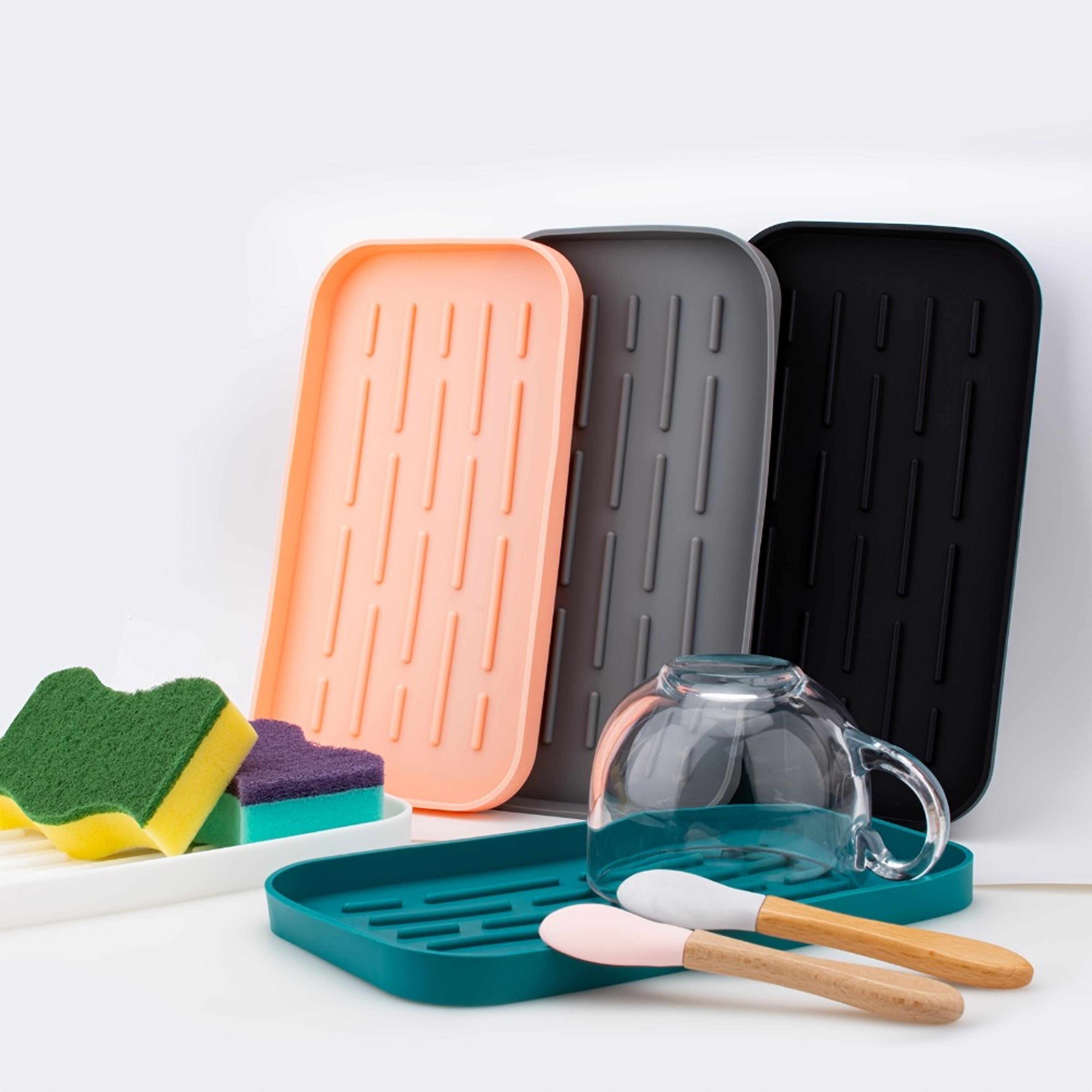silicone sponge holder and heat resistant sink organizer mat