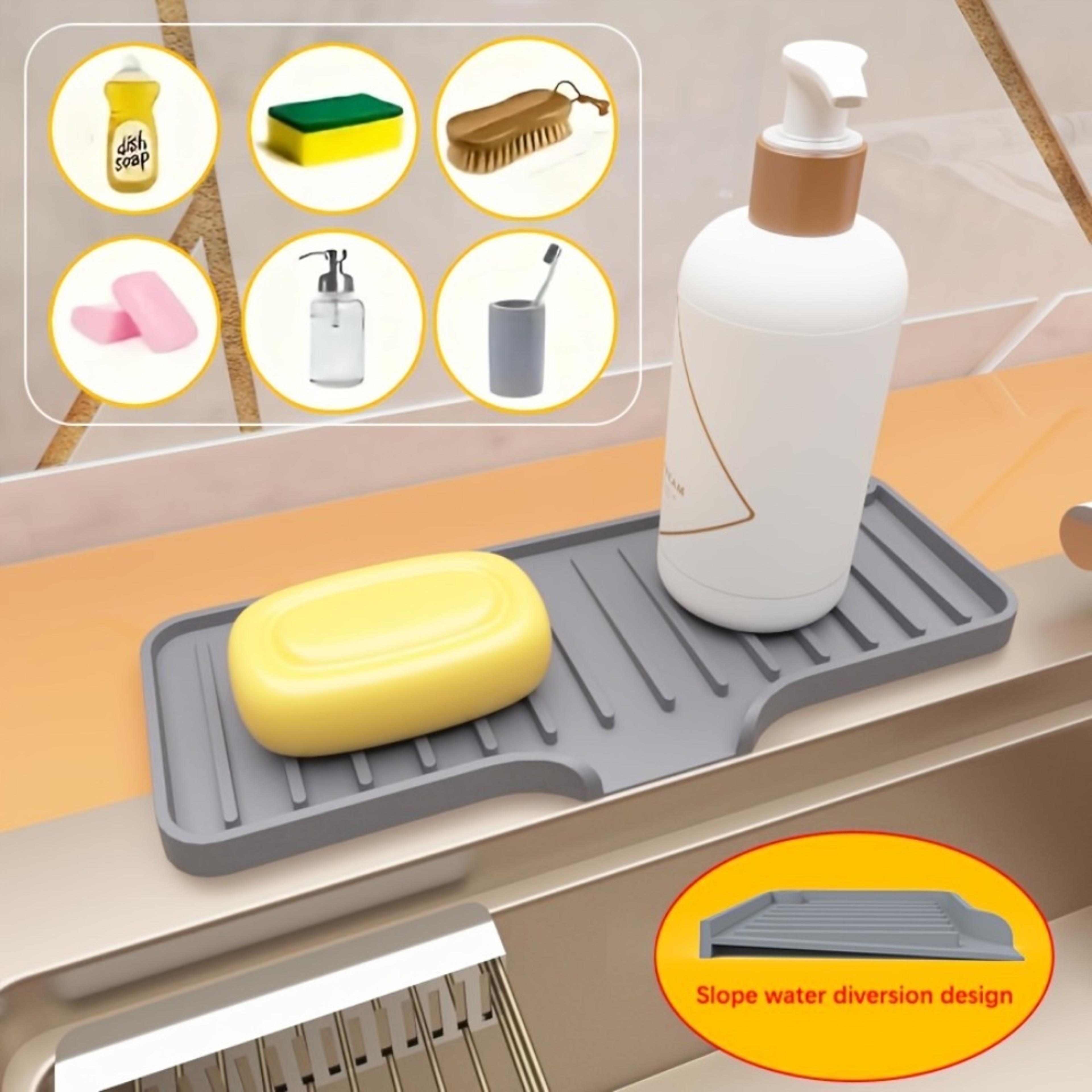 soft silicone sink organizer and self draining sponge holder