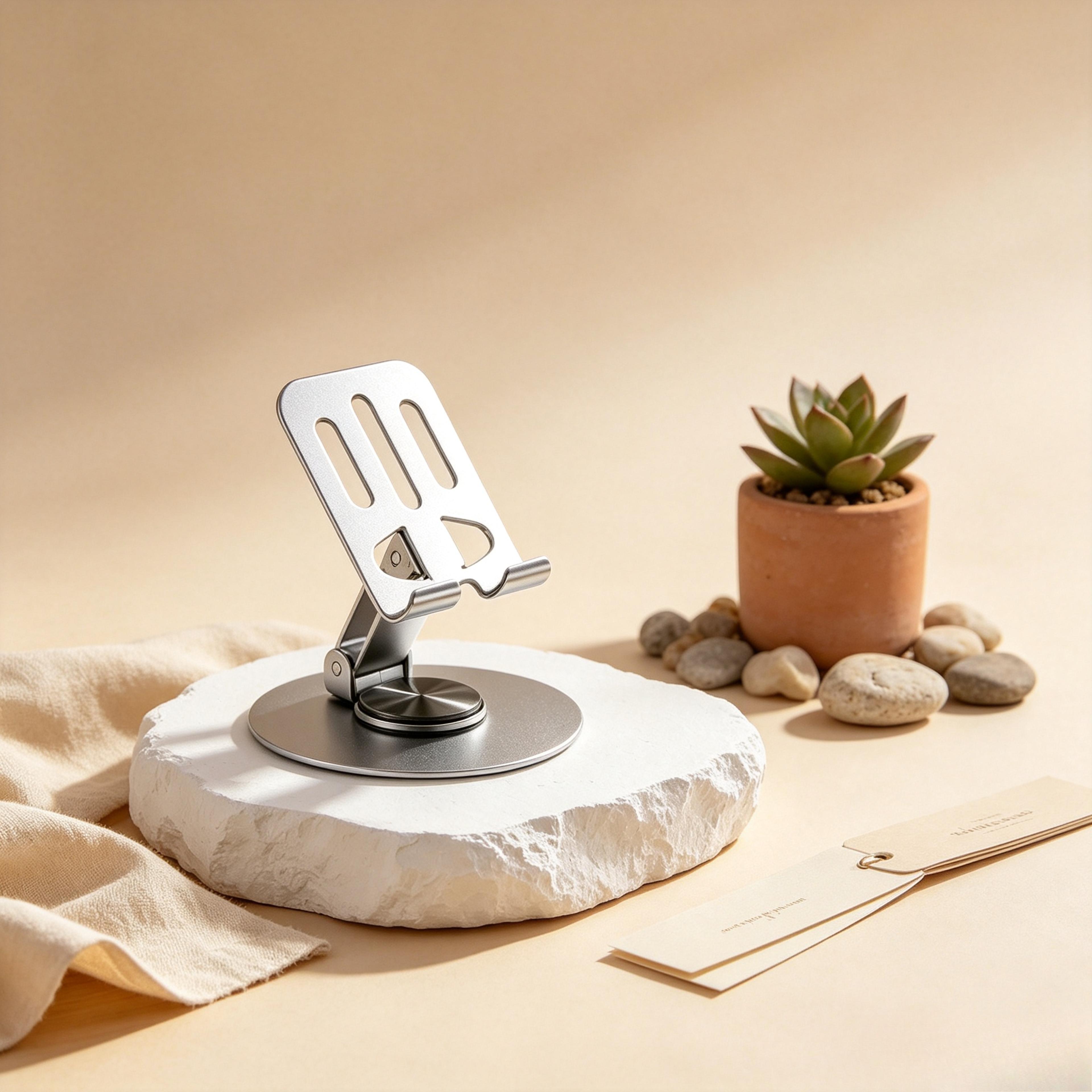 rotating metal phone holder adjustable foldable desk stand