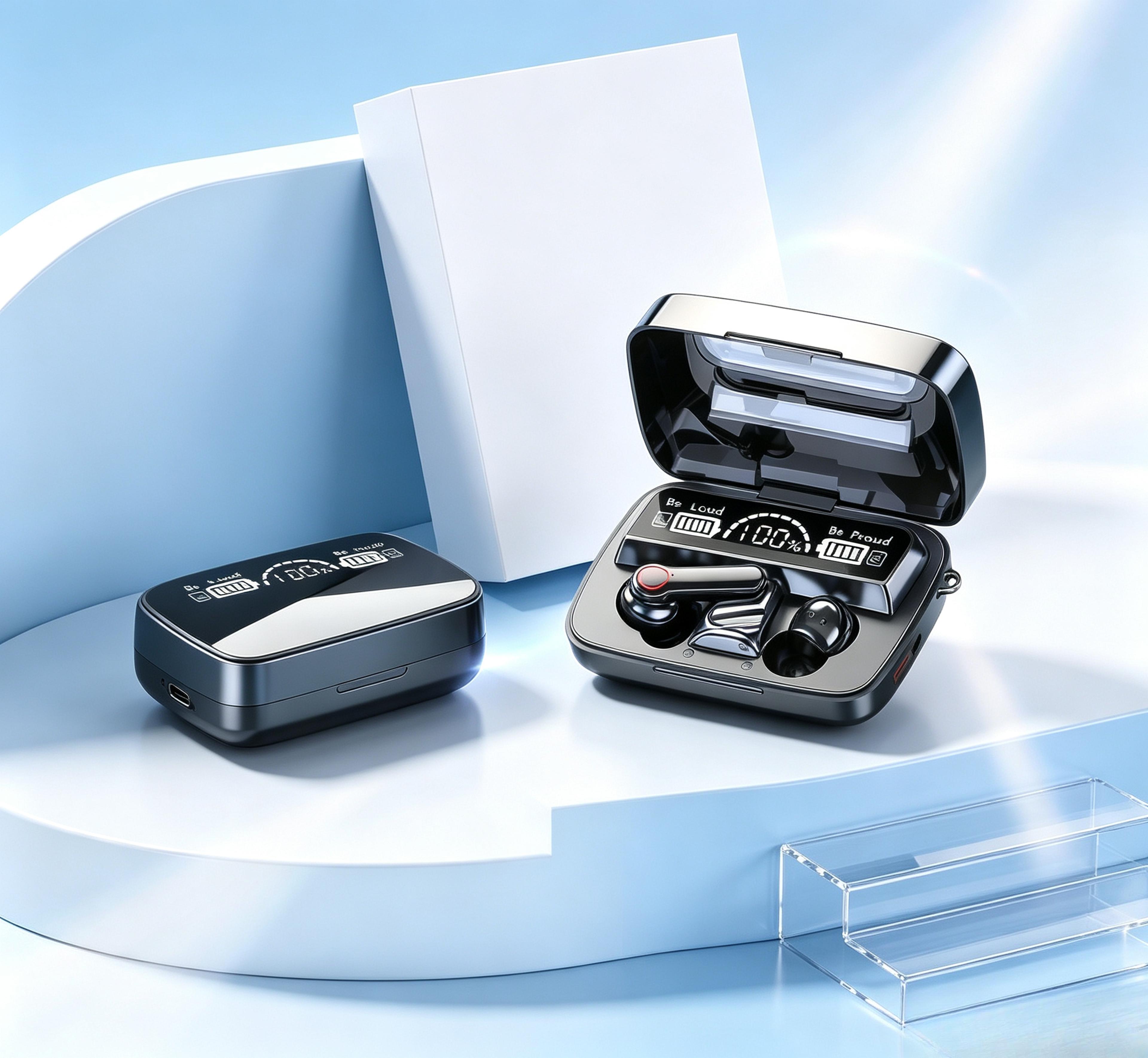 aquabeat bluetooth wireless earbuds with hifi sound and digital display