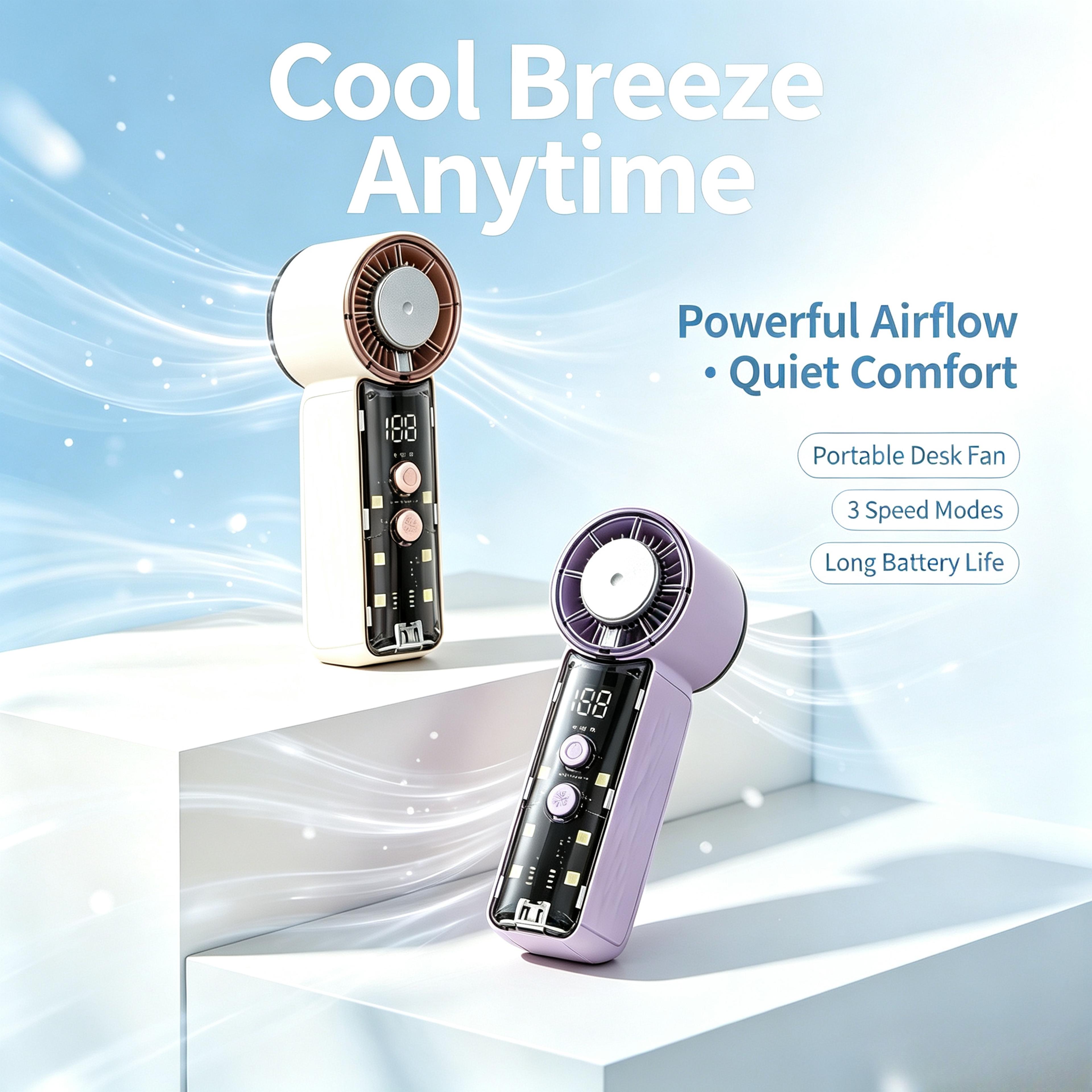 breezego high speed rechargeable handheld pocket fan