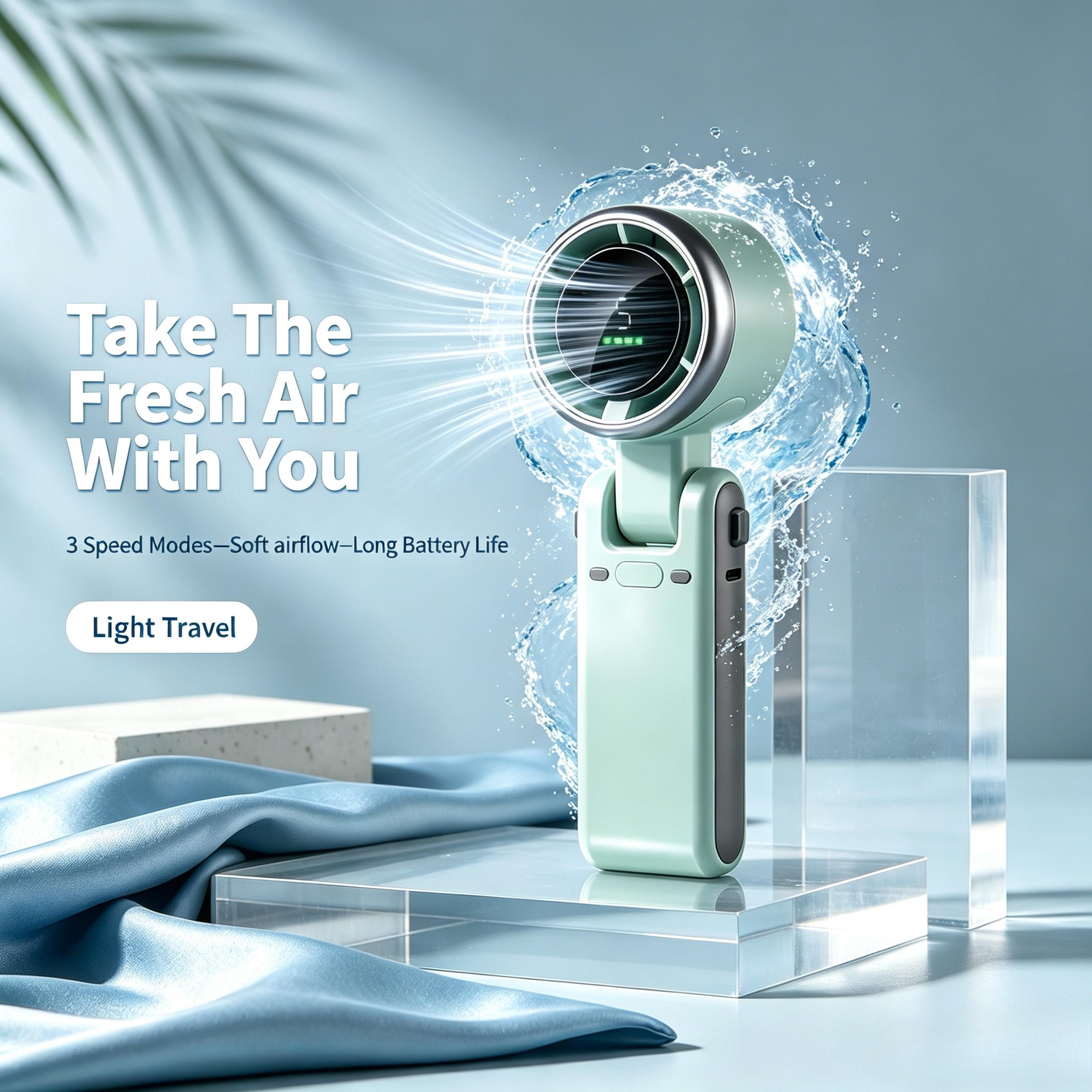 flexbreeze rechargeable handheld neck fan with led display
