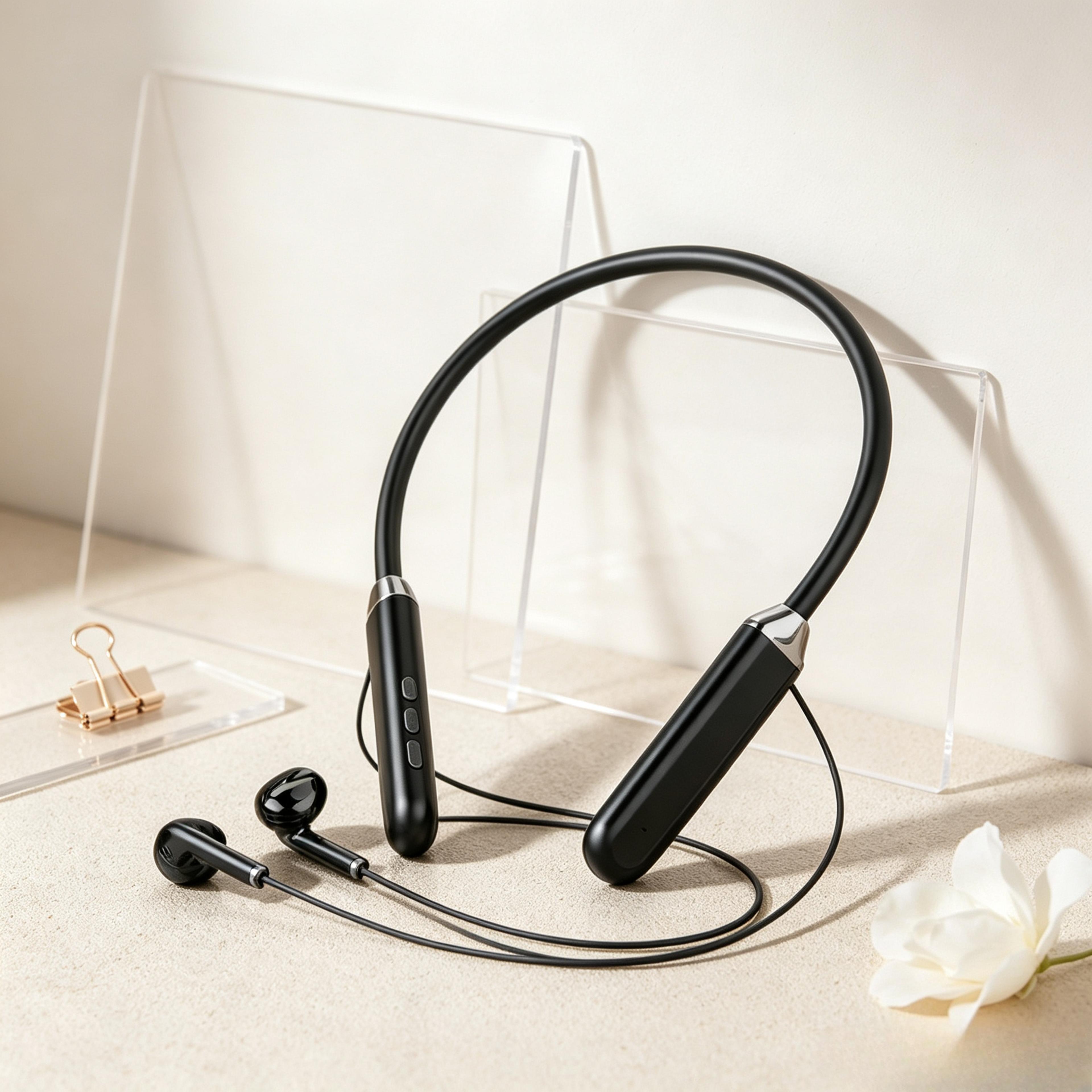 aerobeat wireless neckband headphones with hifi sound and led display