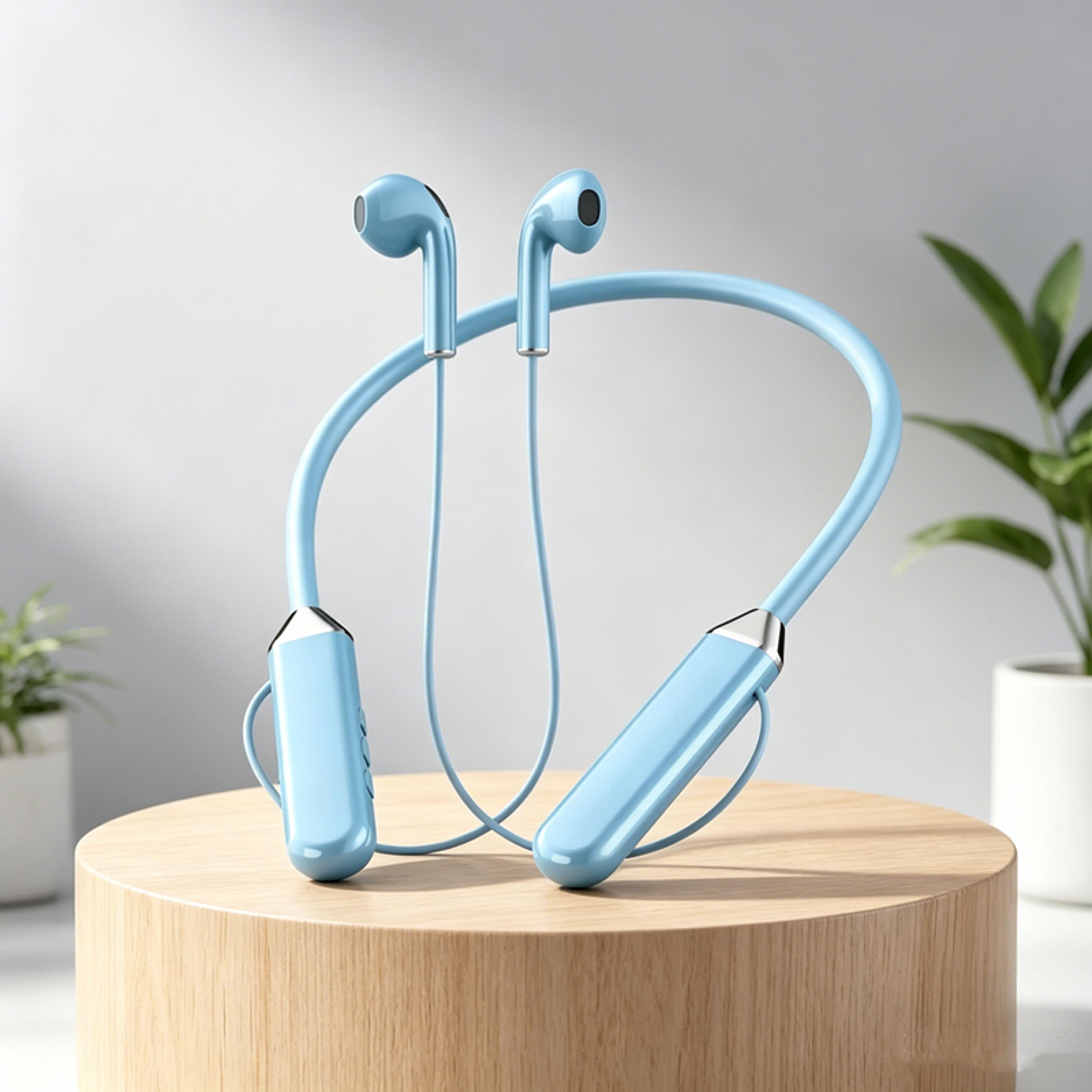 pulsefit wireless neckband bluetooth earphones with battery display