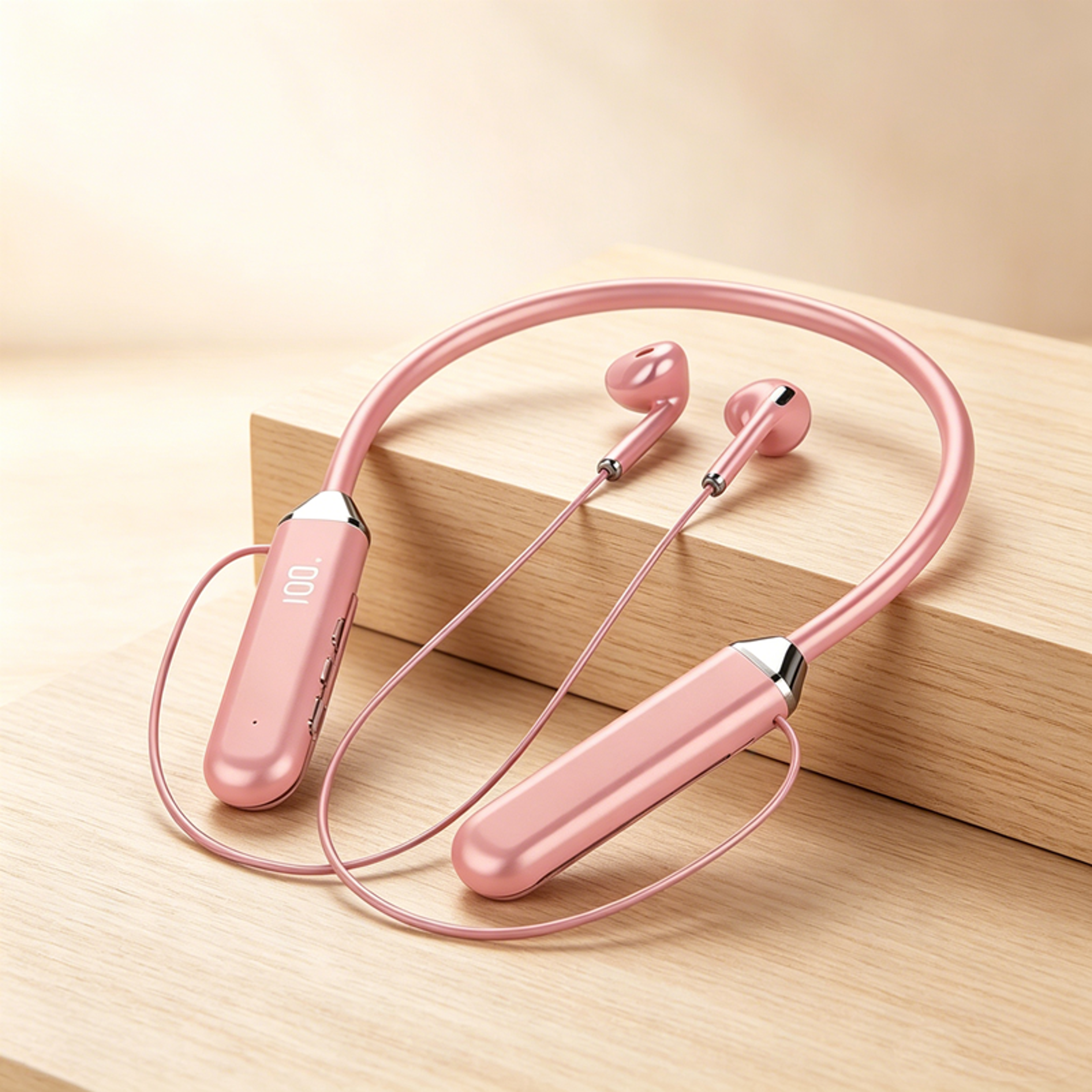 bluetooth wireless neckband earphones with mic and power display