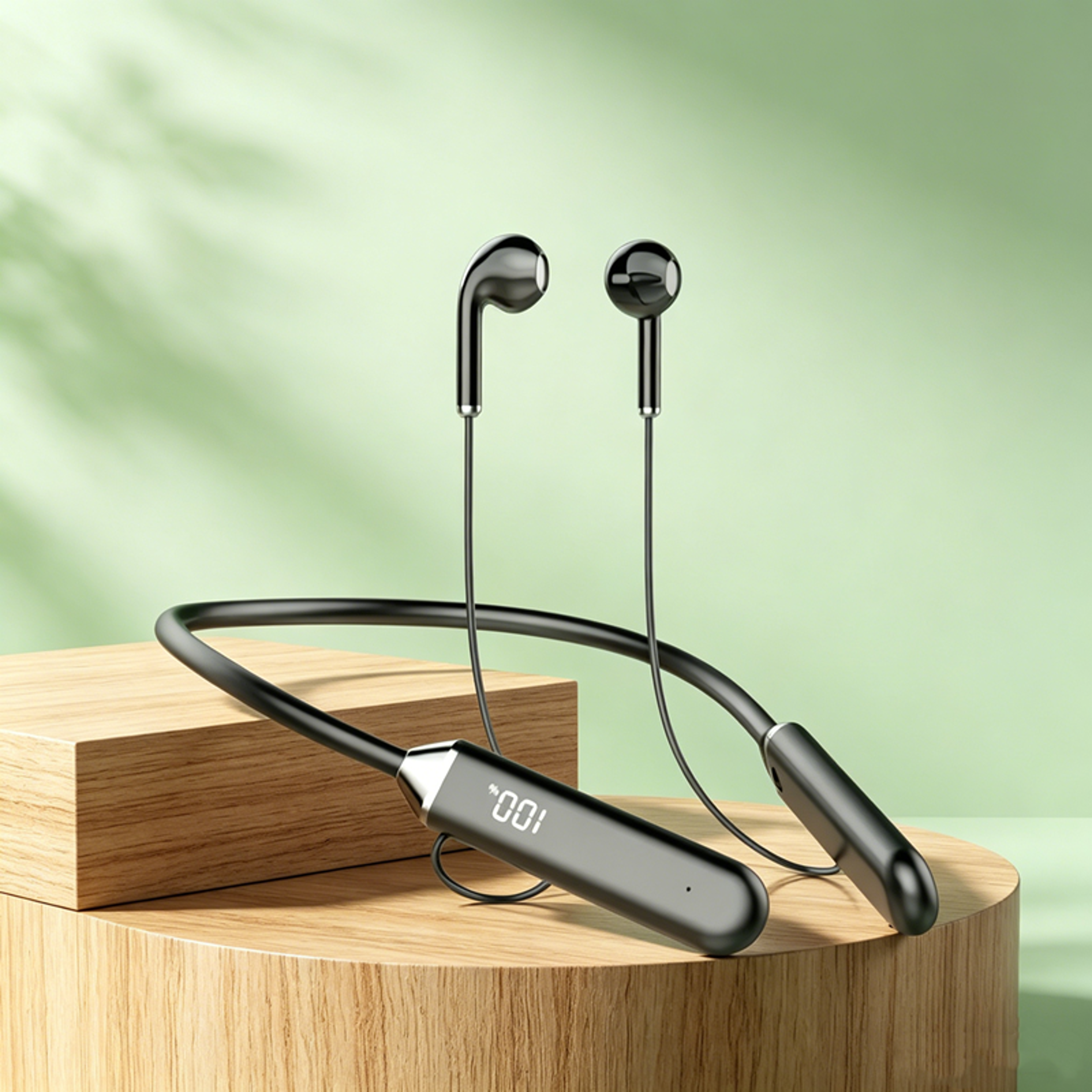 bluetooth wireless neckband headphones with magnetic earbuds