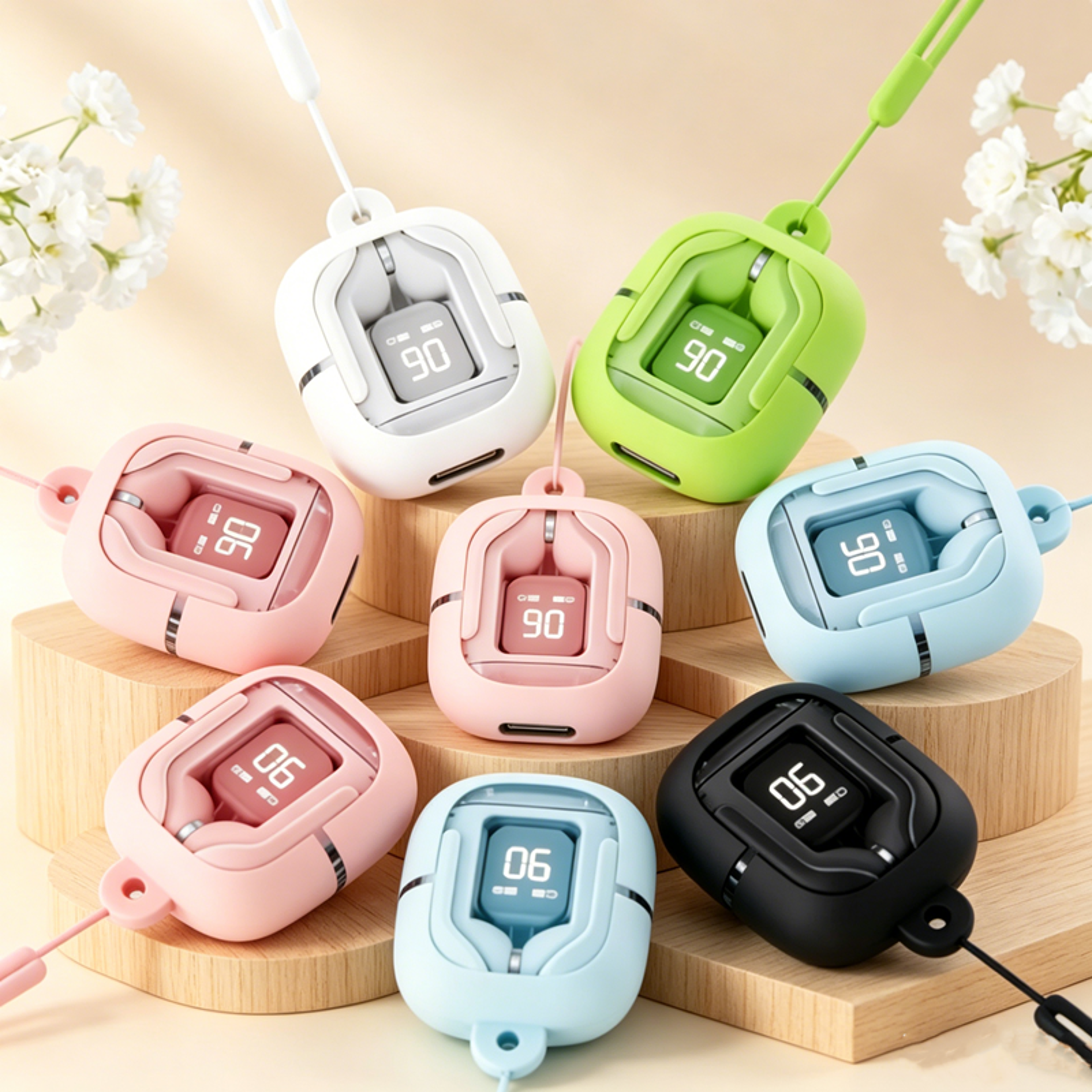 bluetooth noise reducing wireless earbuds with protective case