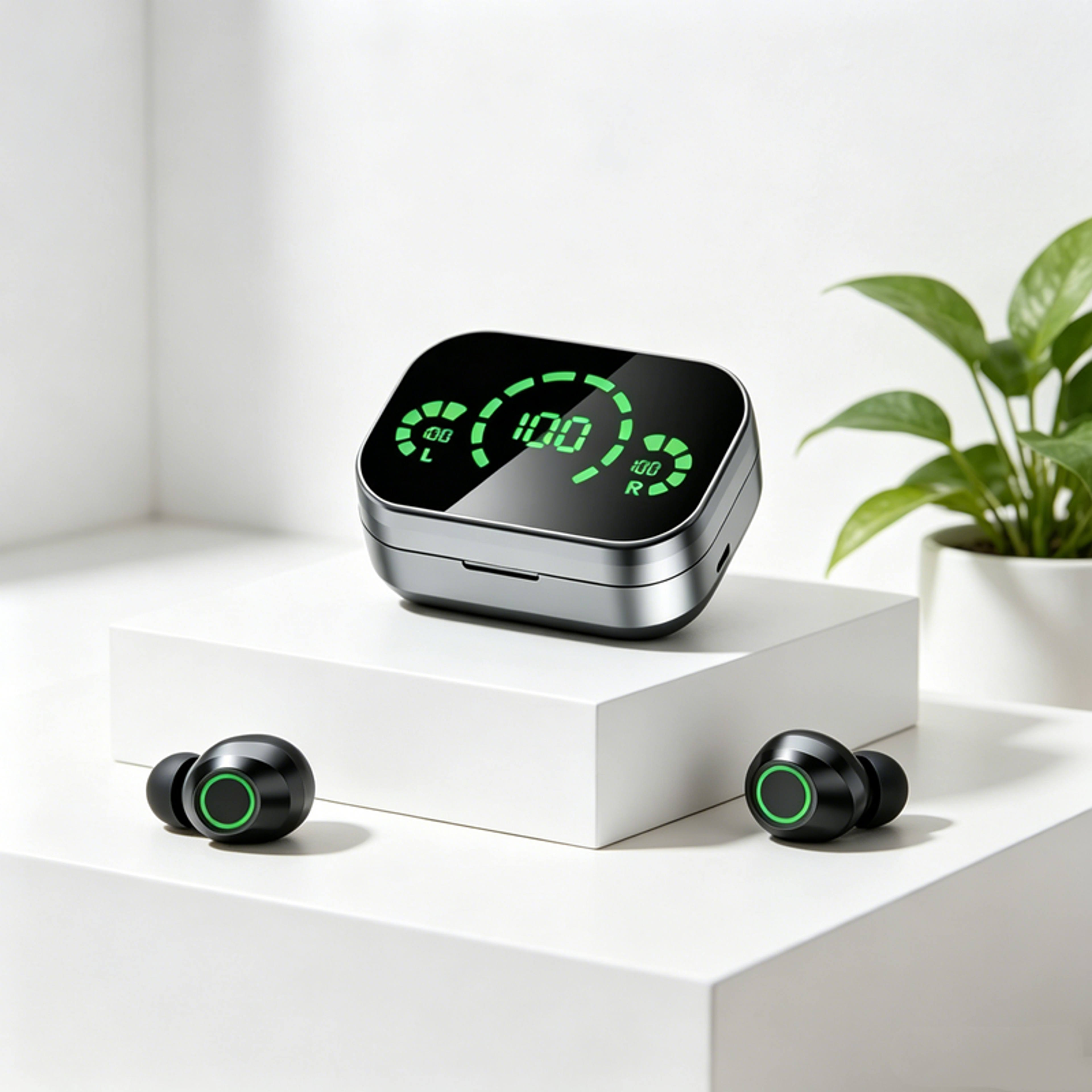pulsepod tws wireless bluetooth earbuds with mic and led charging case