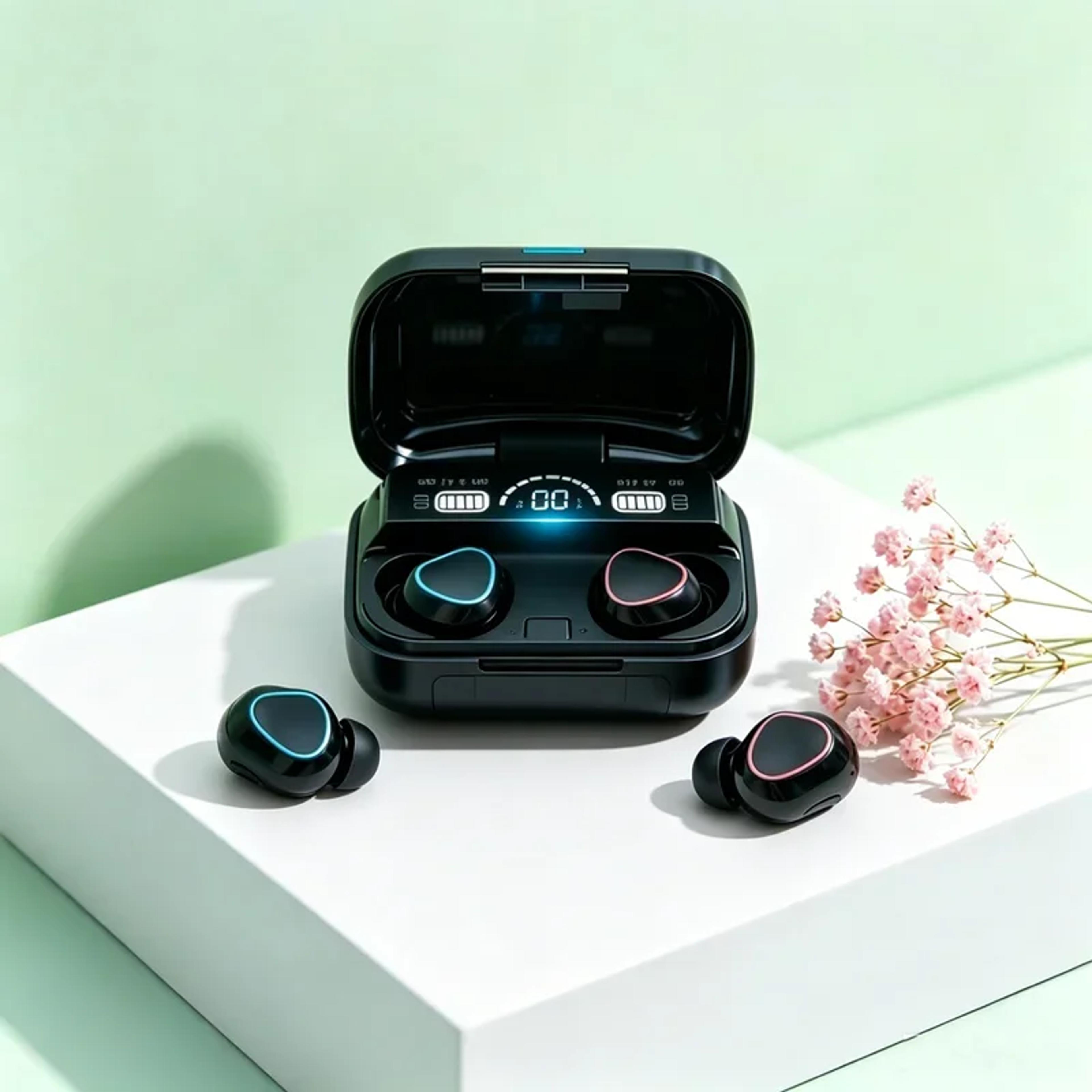 wireless bluetooth earbuds with led display and hifi gaming sound