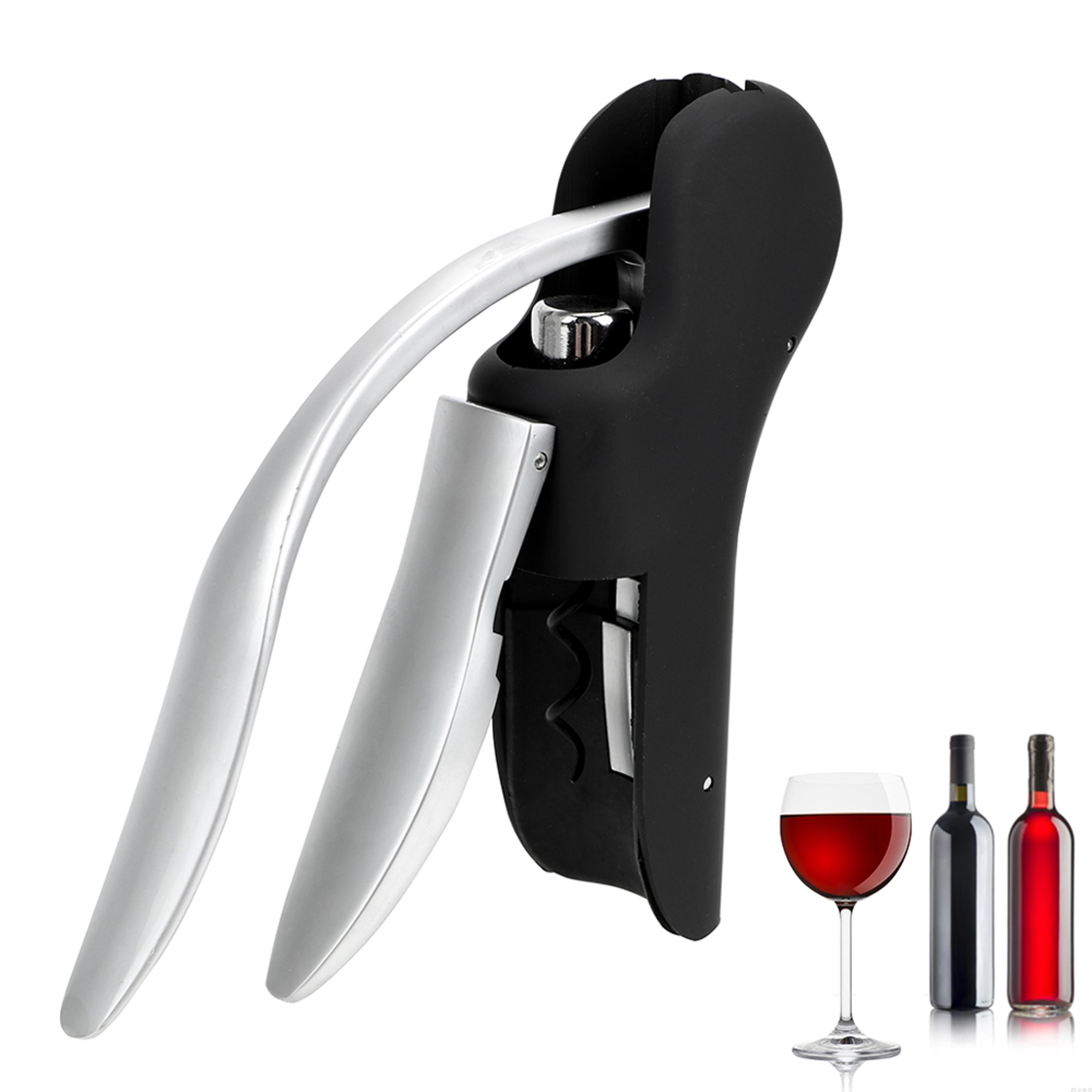 effortless lever corkscrew and foil cutter wine opener set
