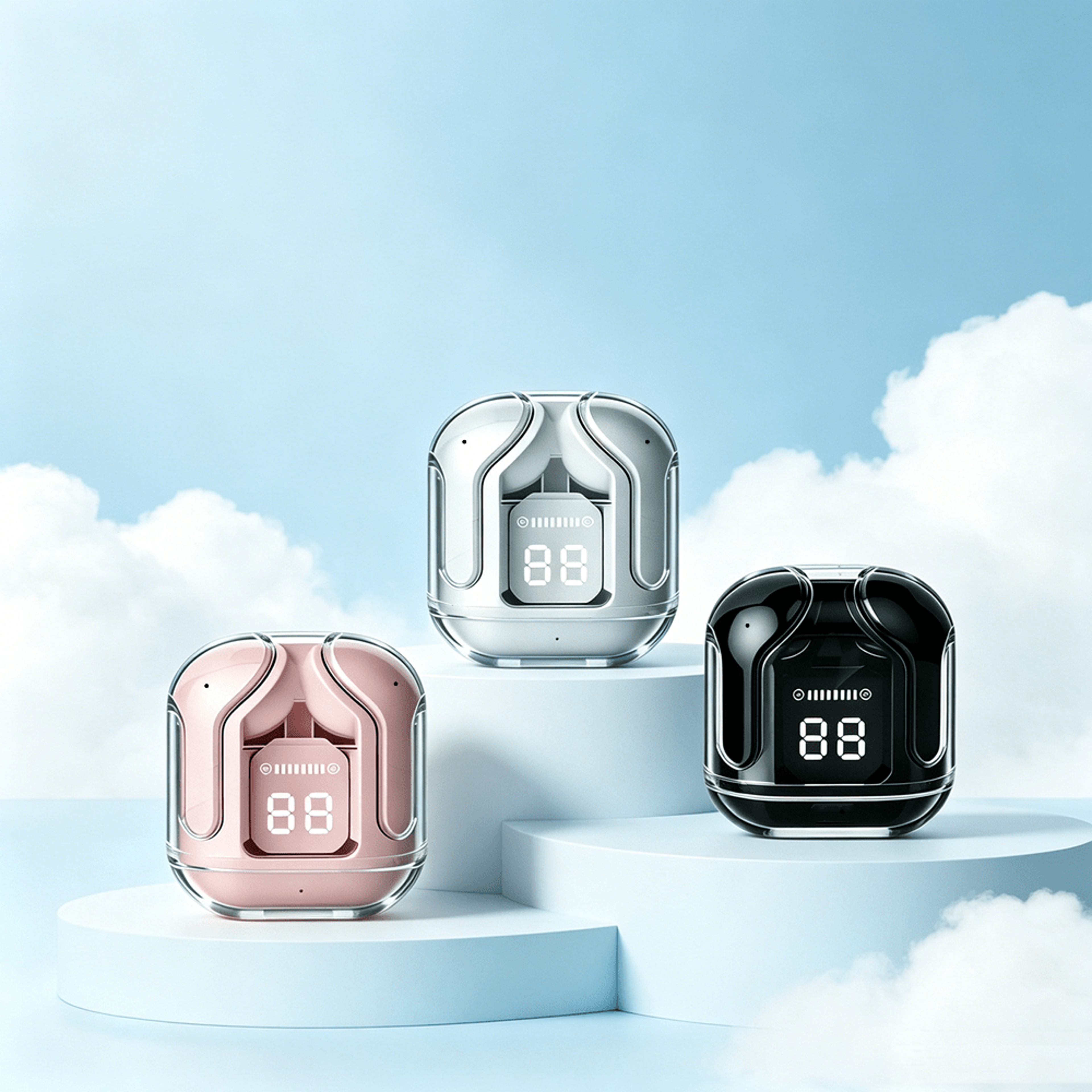 mini wireless earbuds with led power display