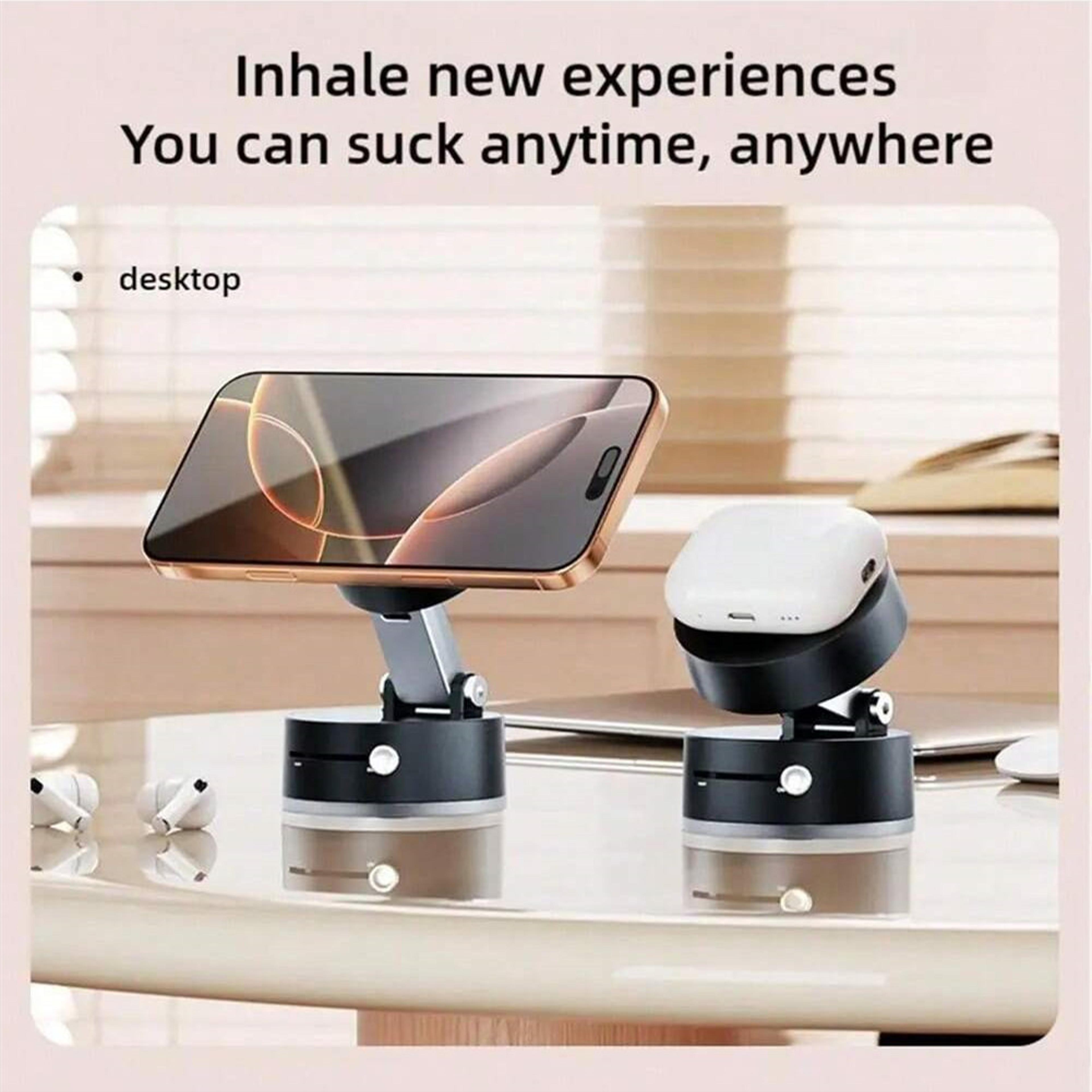 vacuum magnetic phone holder with swivel foldable stand