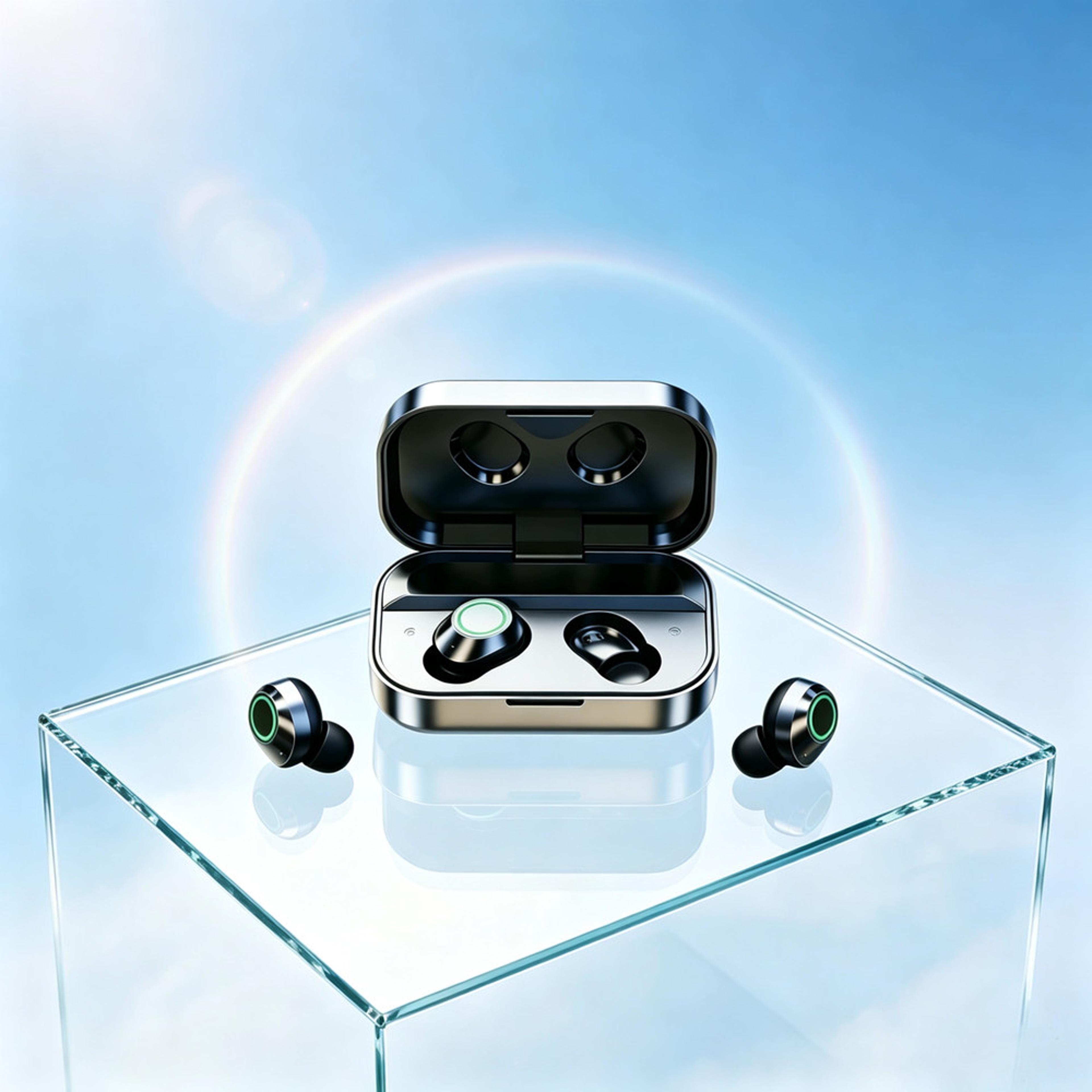 tws wireless bluetooth earbuds with microphone and led charging case